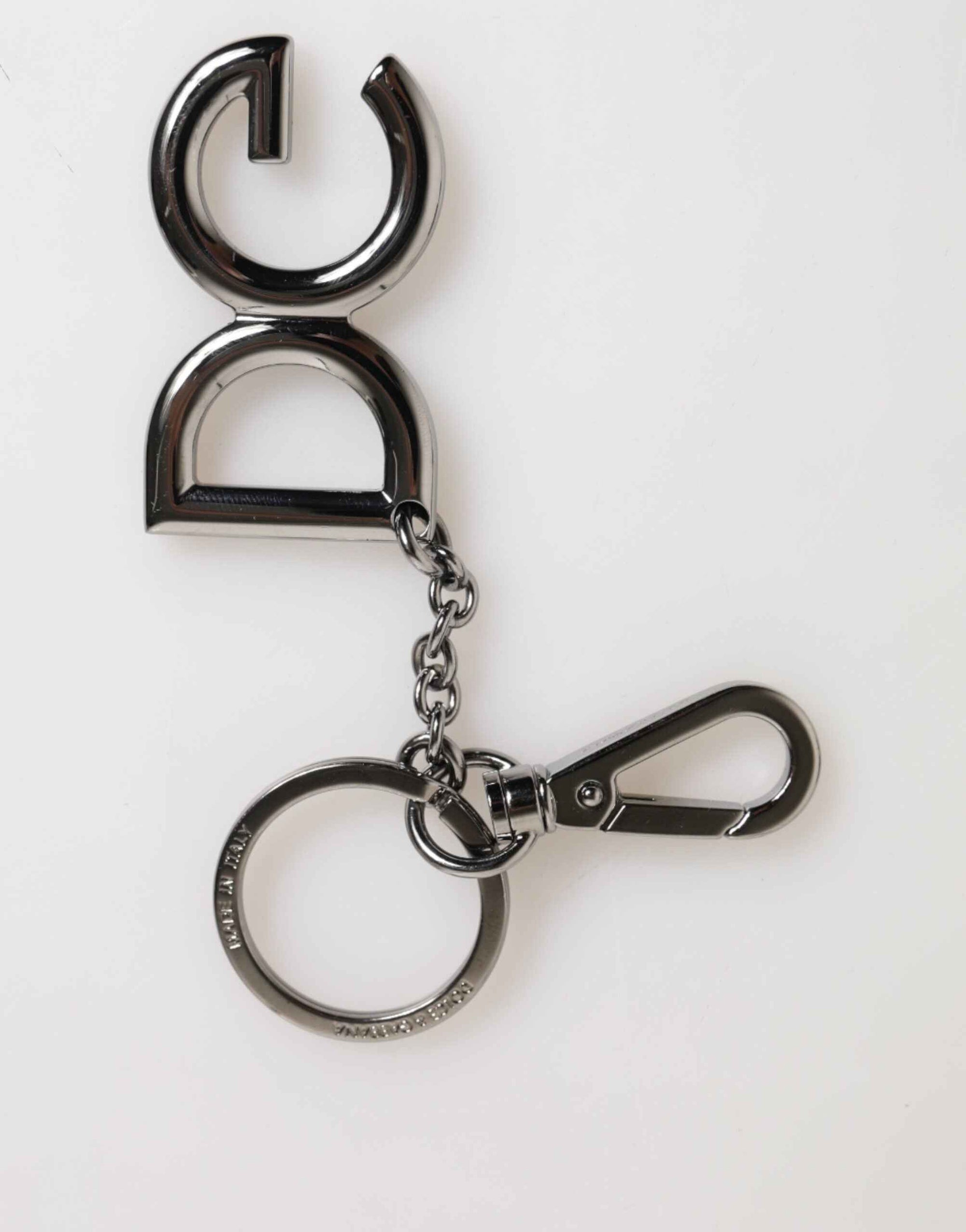 Dolce & Gabbana Silver Brass DG Logo Metal Keychain Holder Men Keyring