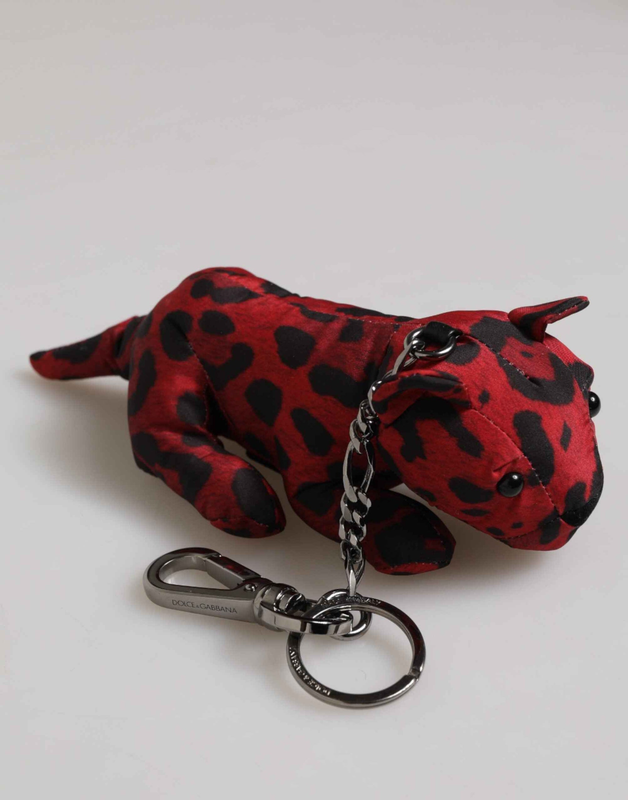 Dolce & Gabbana Red Black Polyester Animal Silhouette Keychain Keyring