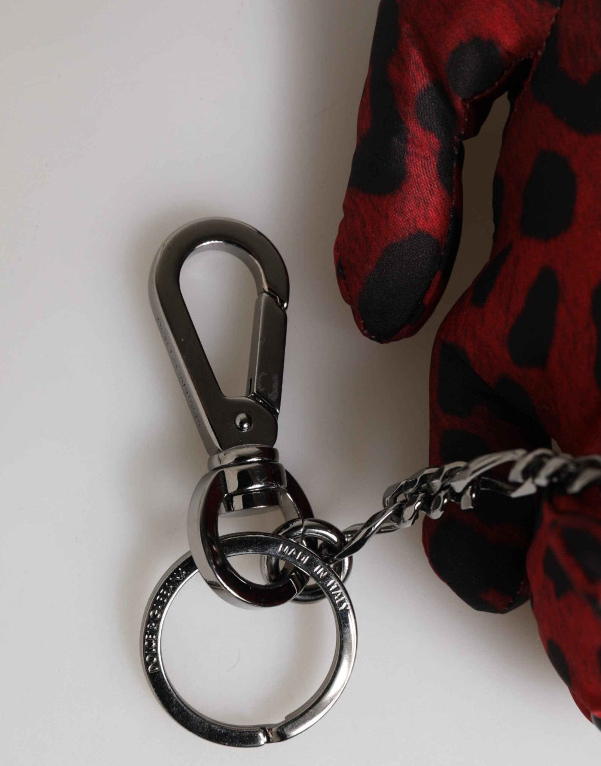 Dolce & Gabbana Red Black Polyester Animal Silhouette Keychain Keyring