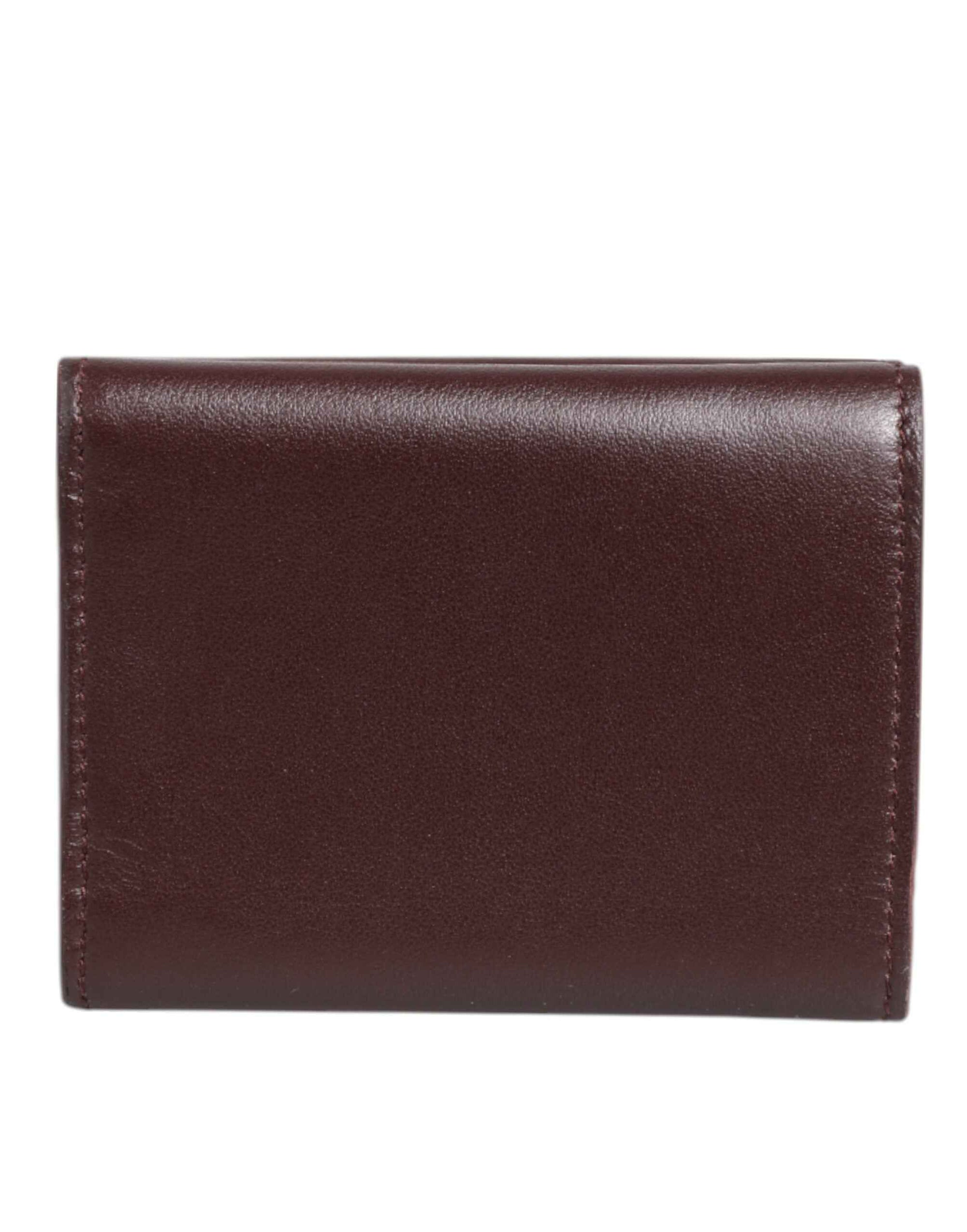 Dolce & Gabbana Leather Embossed Logo Trifold Men Card Holder Dark Brown