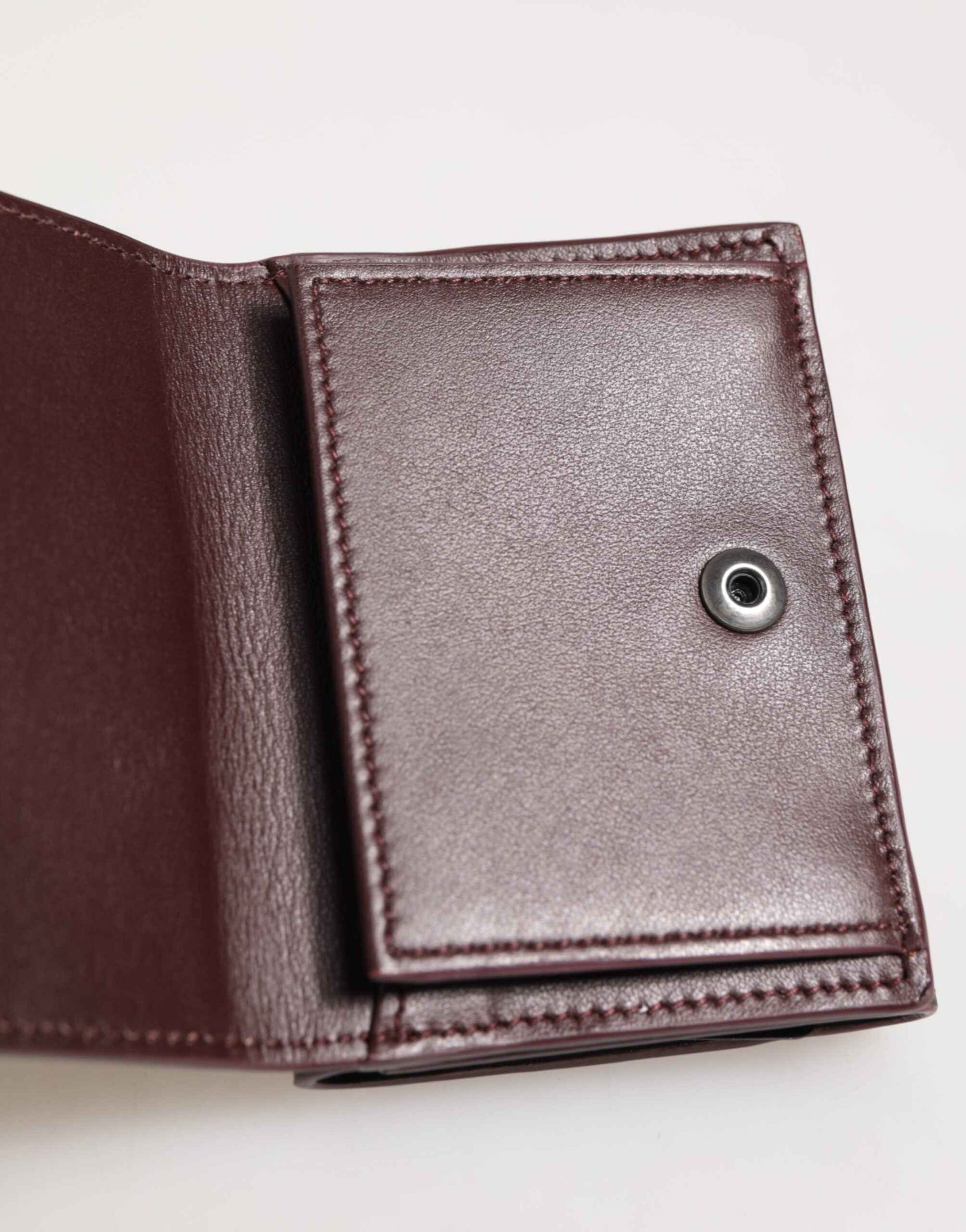 Dolce & Gabbana Leather Embossed Logo Trifold Men Card Holder Dark Brown