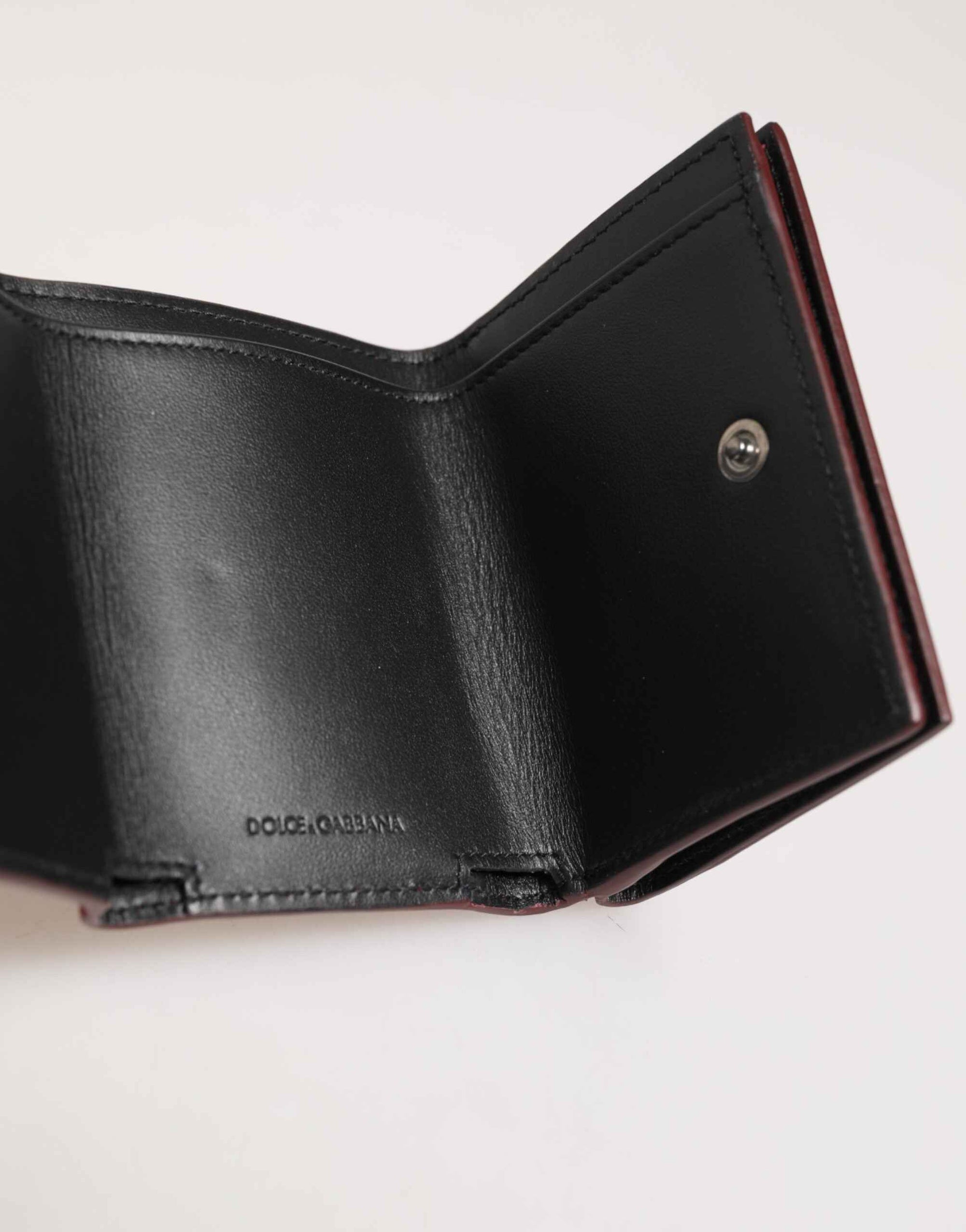 Dolce & Gabbana Red Leather Bold Logo Print Trifold Card Holder Wallet