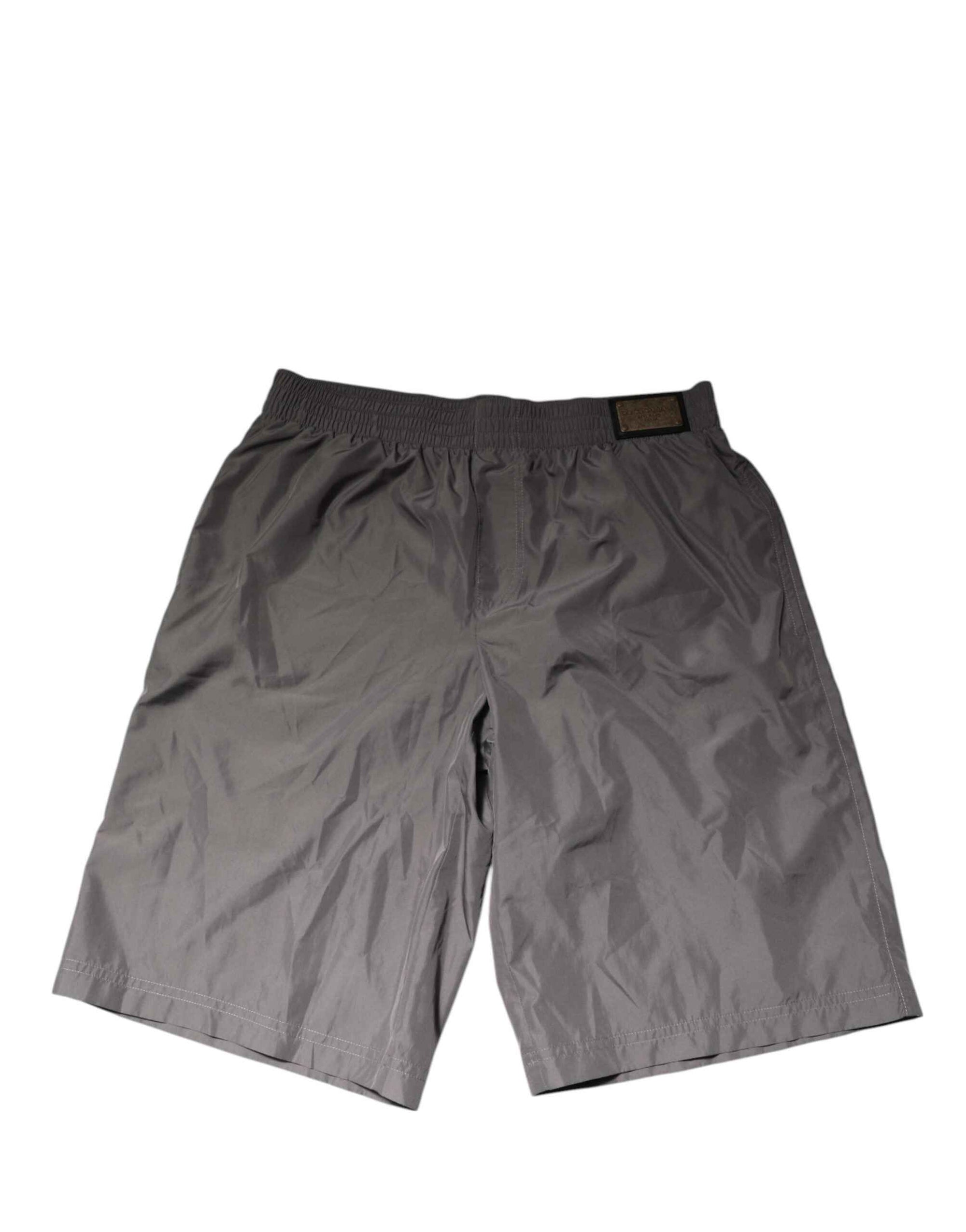 Dolce & Gabbana Light Gray Nylon Elastic Waist Shorts Swimwear