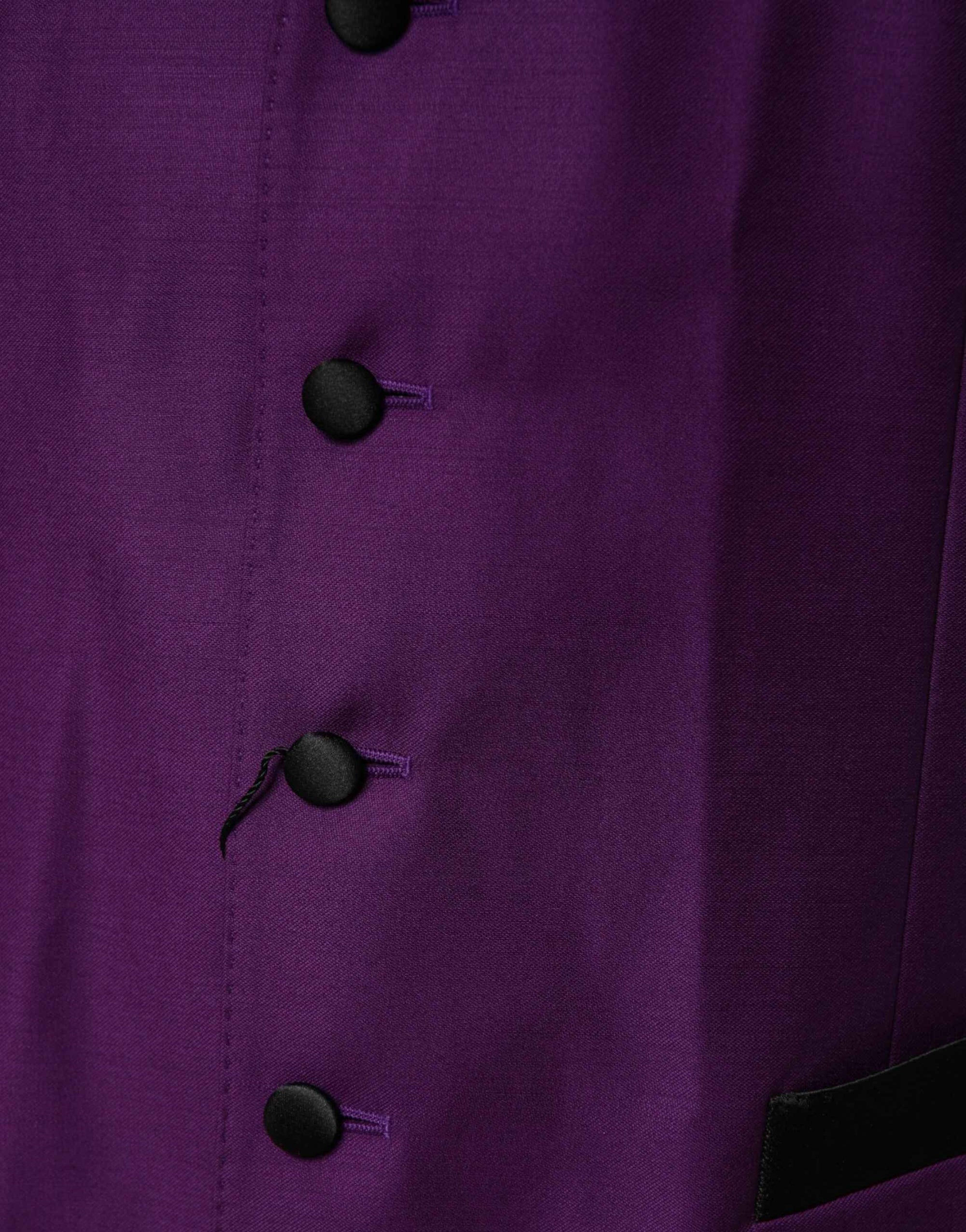 Dolce & Gabbana Purple Wool Dress Formal Waistcoat Vest
