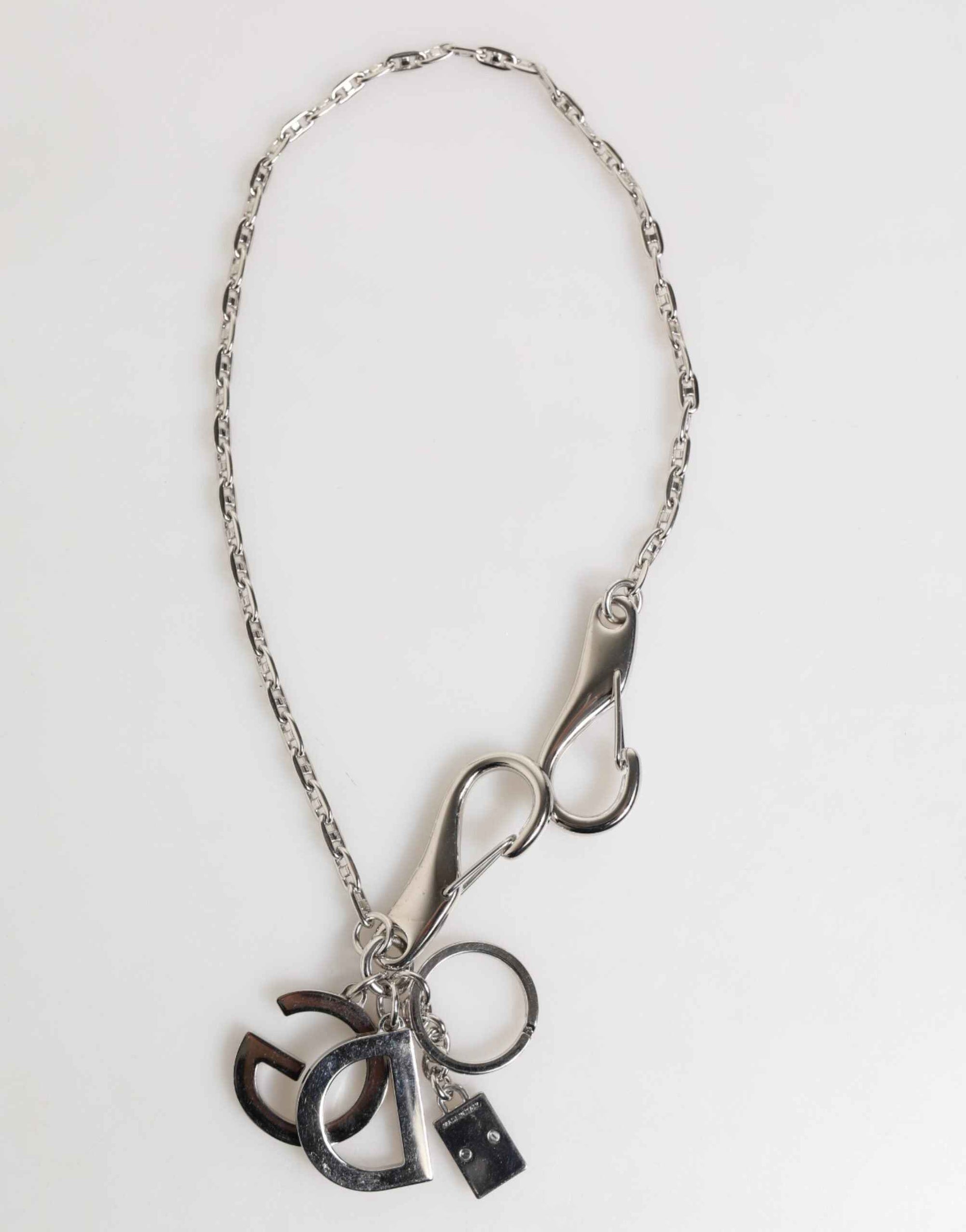 Dolce & Gabbana Silver DG Logo Key Holder Keychain Bag Charm Keyring