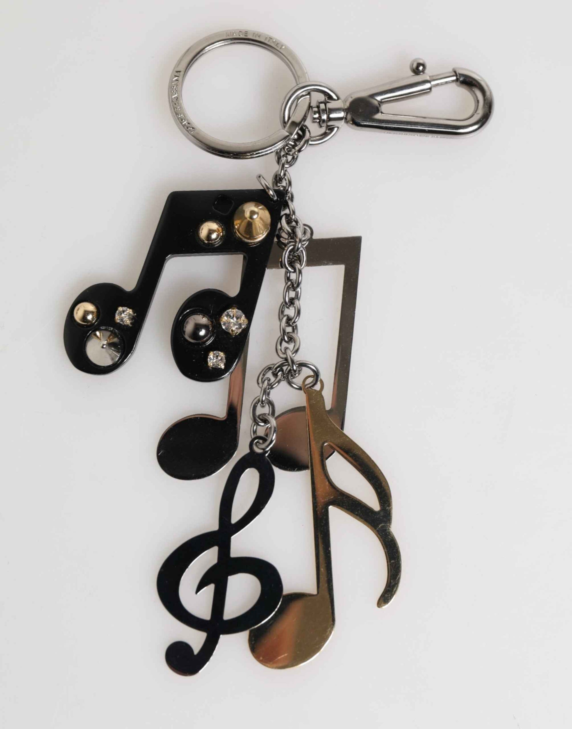 Dolce & Gabbana Silver Musical Note Key Holder Keychain Bag Charm Keyring