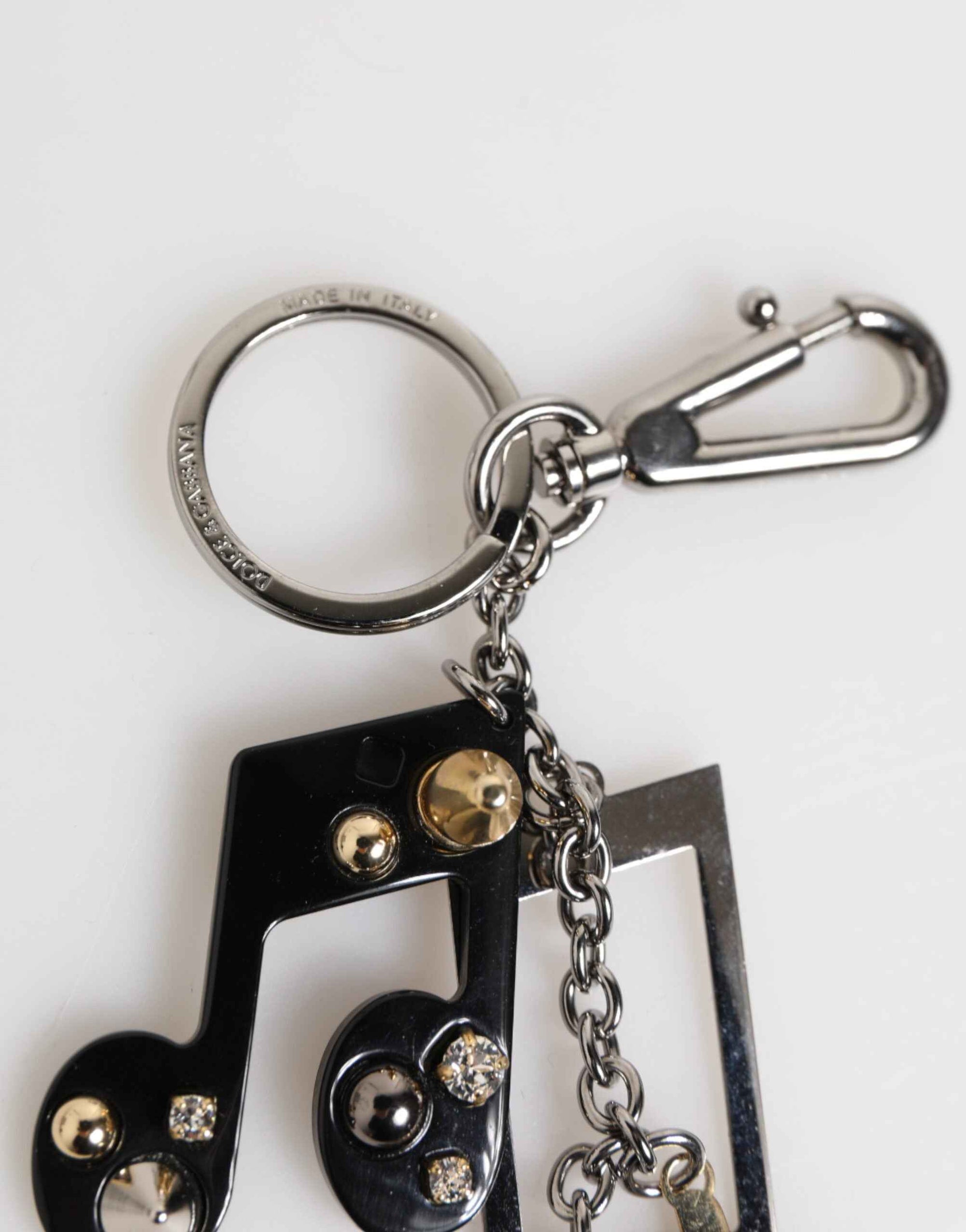 Dolce & Gabbana Silver Musical Note Key Holder Keychain Bag Charm Keyring