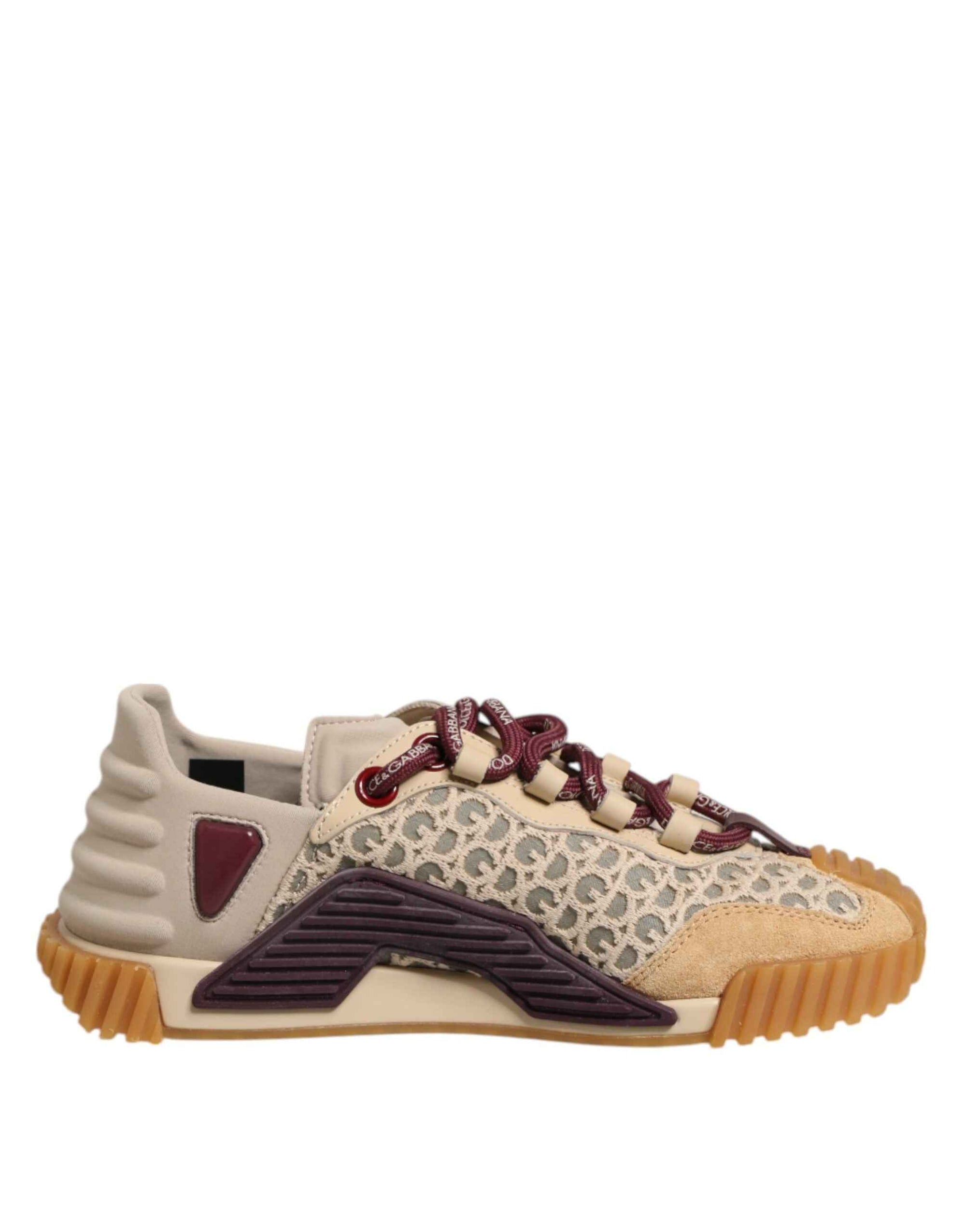 Dolce & Gabbana Beige Neoprene DG Logo NS1 Lace Sneakers Shoes