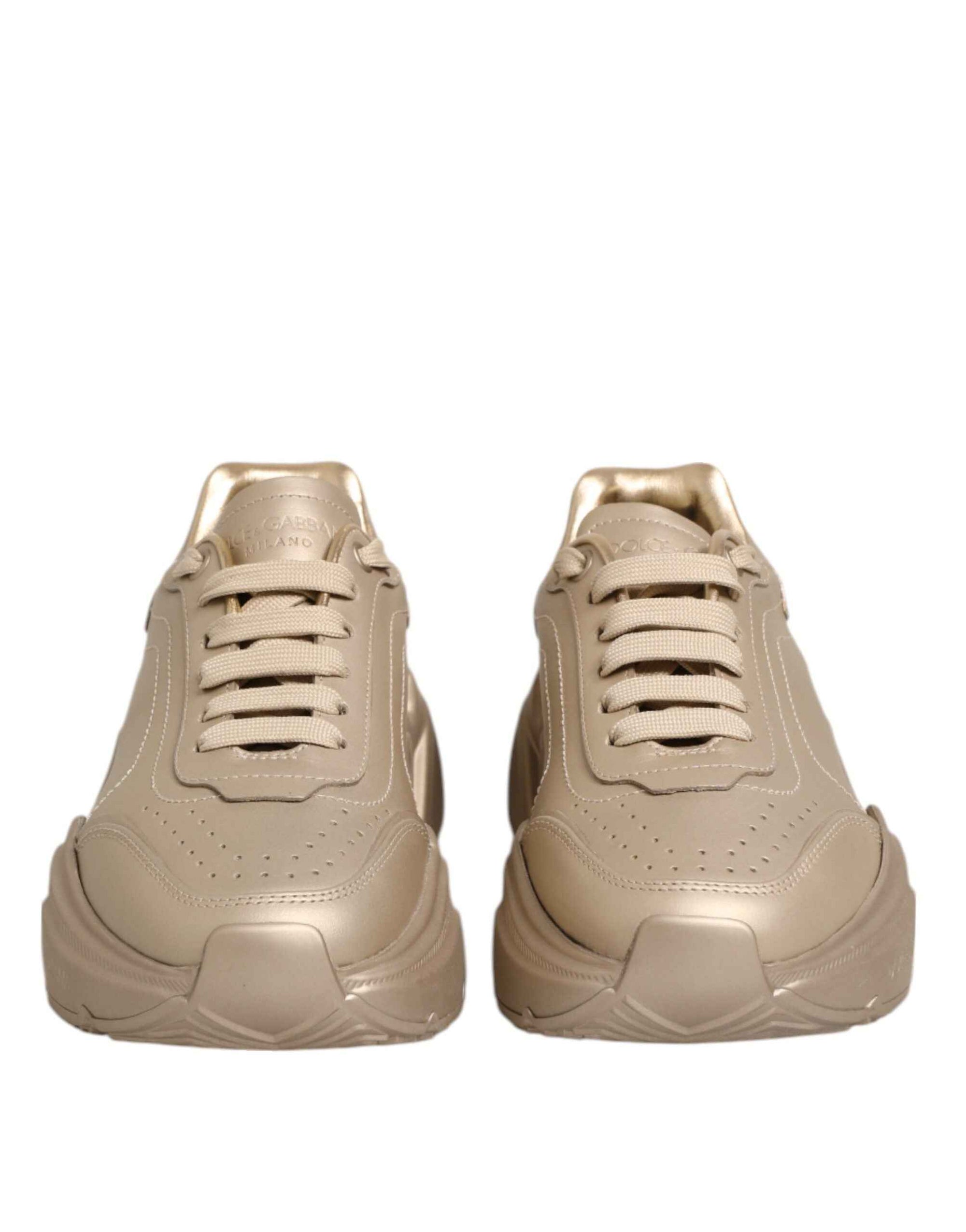 Dolce & Gabbana Gold Leather Daymaster Women Sneaker Shoes