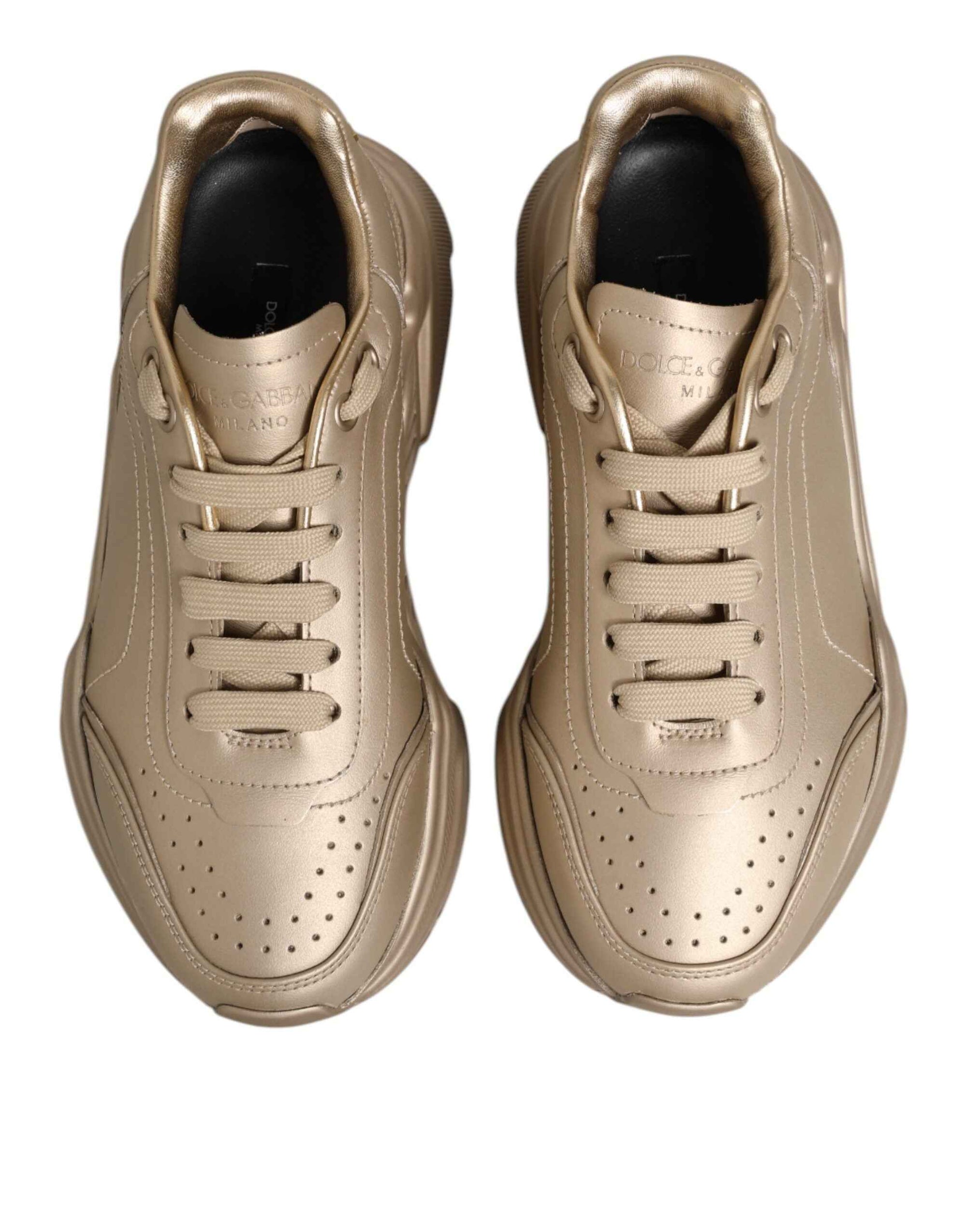 Dolce & Gabbana Gold Leather Daymaster Women Sneaker Shoes