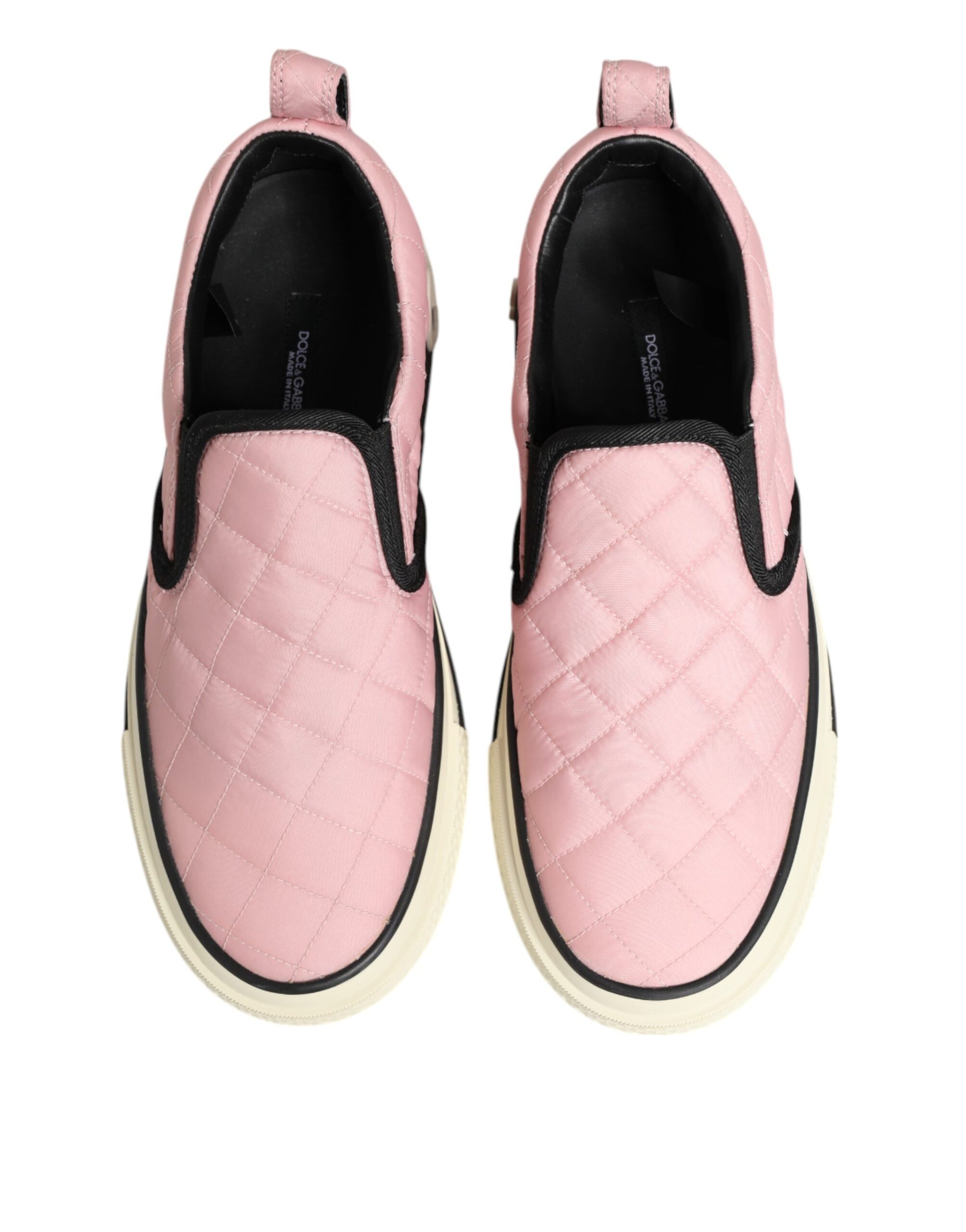 Dolce & Gabbana Pink Quilted Nylon Slip-On Sneaker Shoes