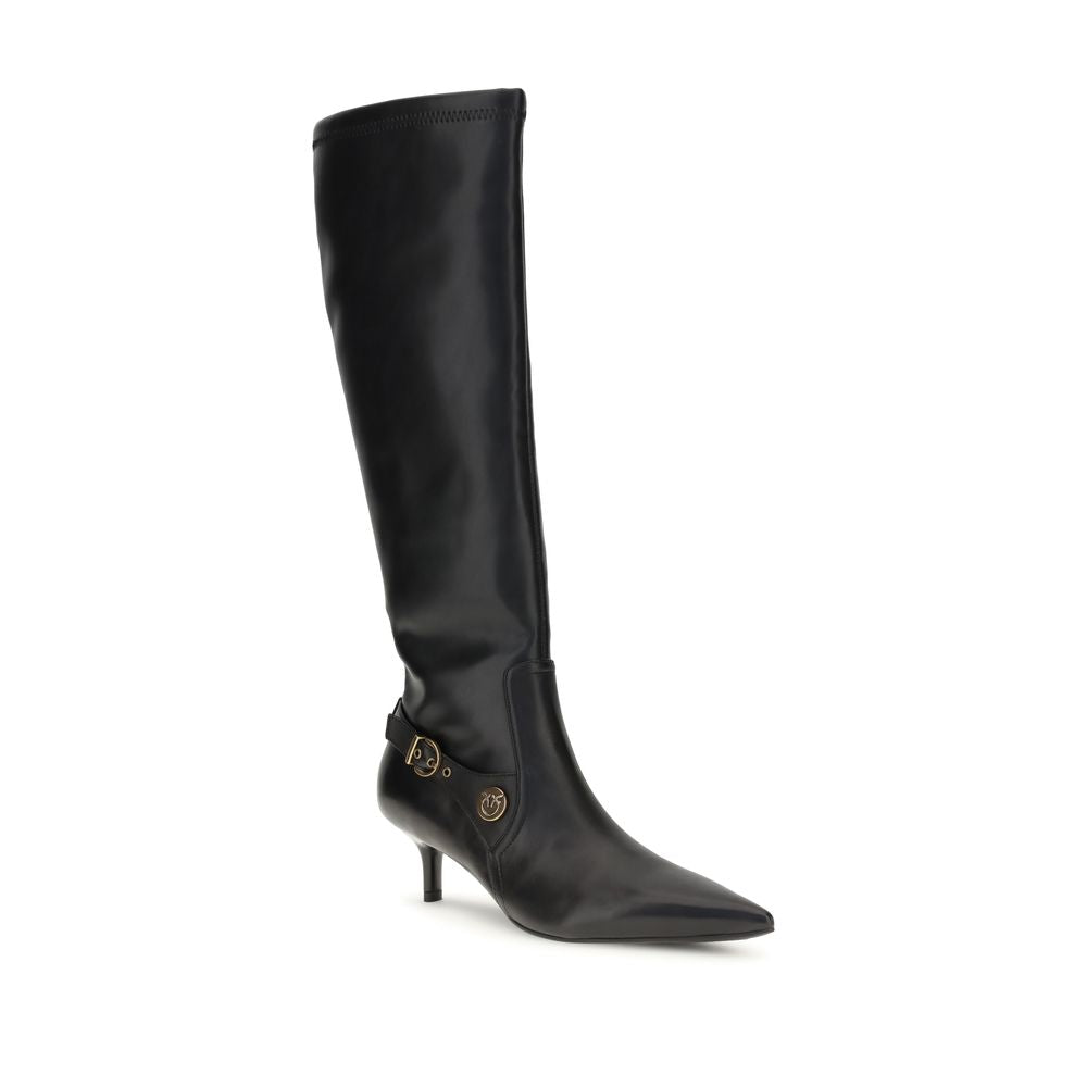PINKO Black Goatskin Ankle Boots
