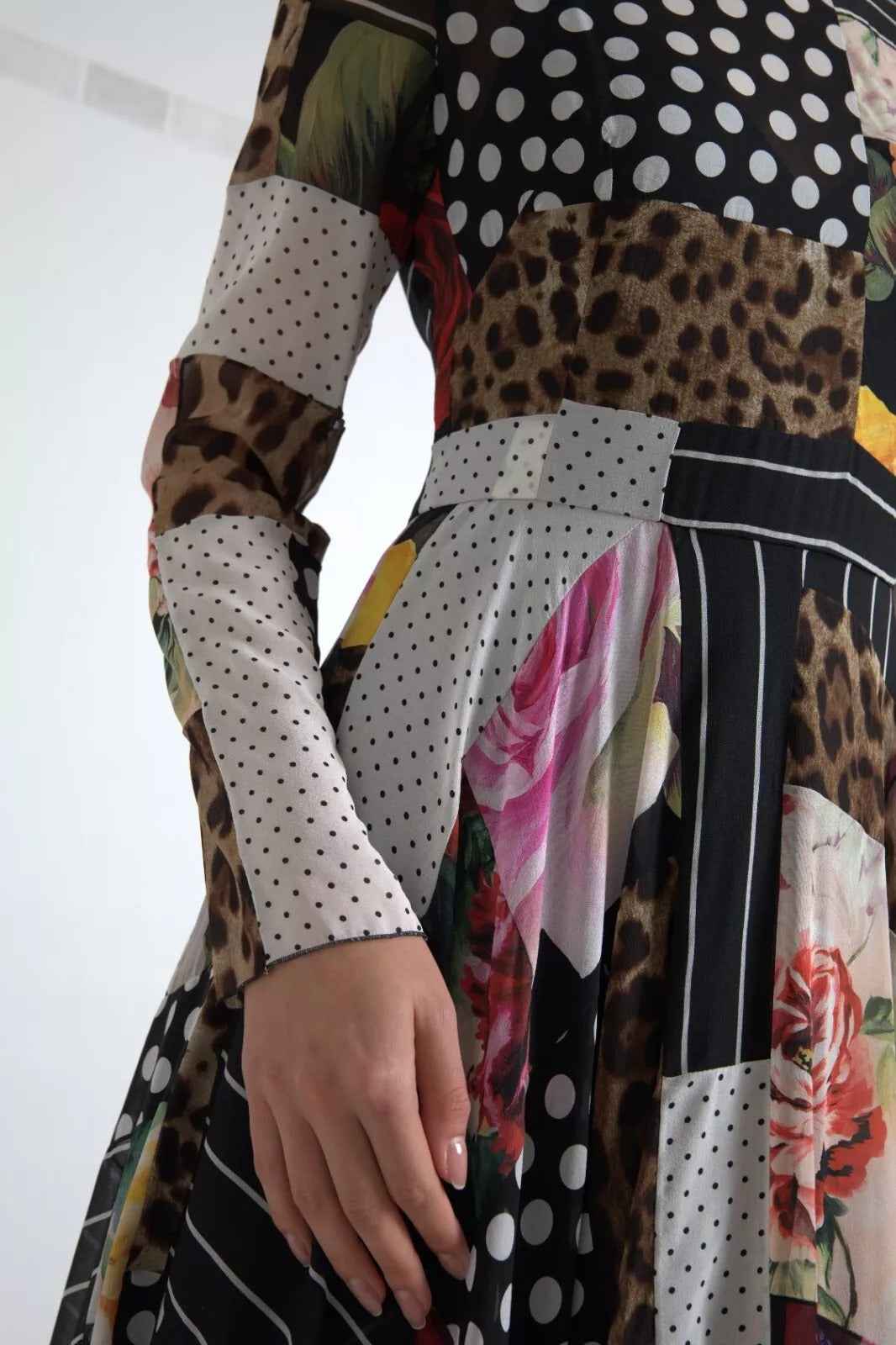 Dolce & Gabbana Multicolor Patchwork Floral Leopard Dress