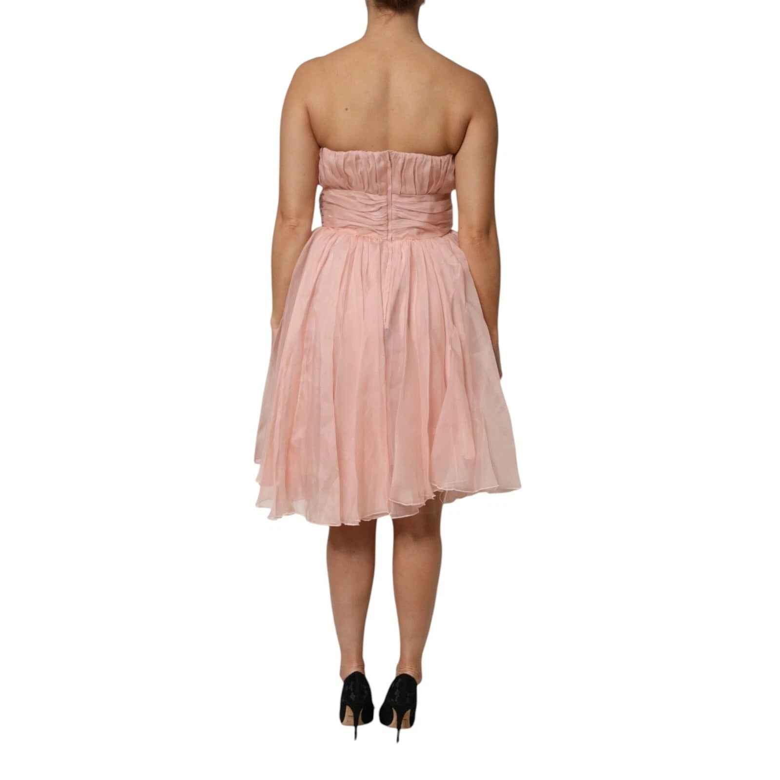 Dolce & Gabbana Pink Silk Chiffon A-line Pleated Midi Dress