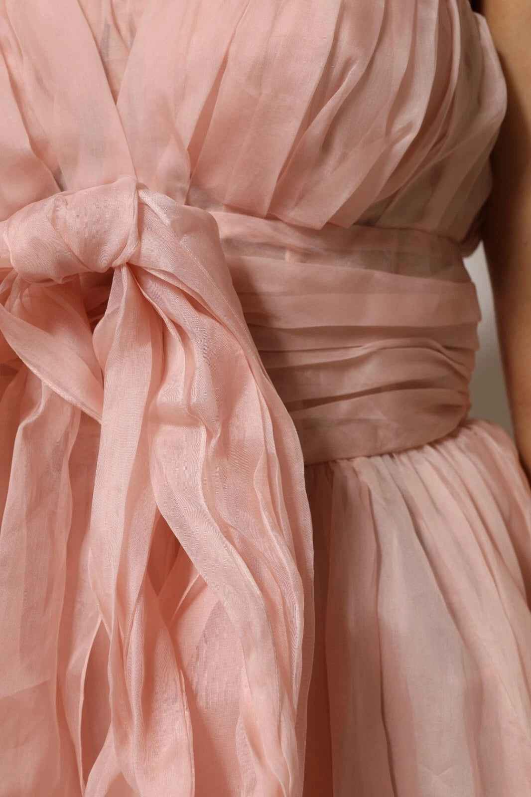 Dolce & Gabbana Pink Silk Chiffon A-line Pleated Midi Dress