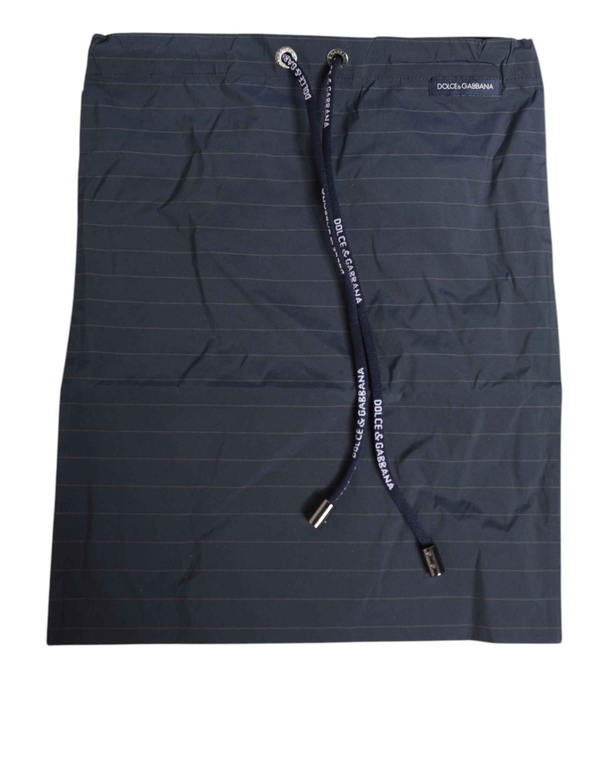 Dolce & Gabbana Navy Blue Polyester Pinstripe Men Shorts Swimwear