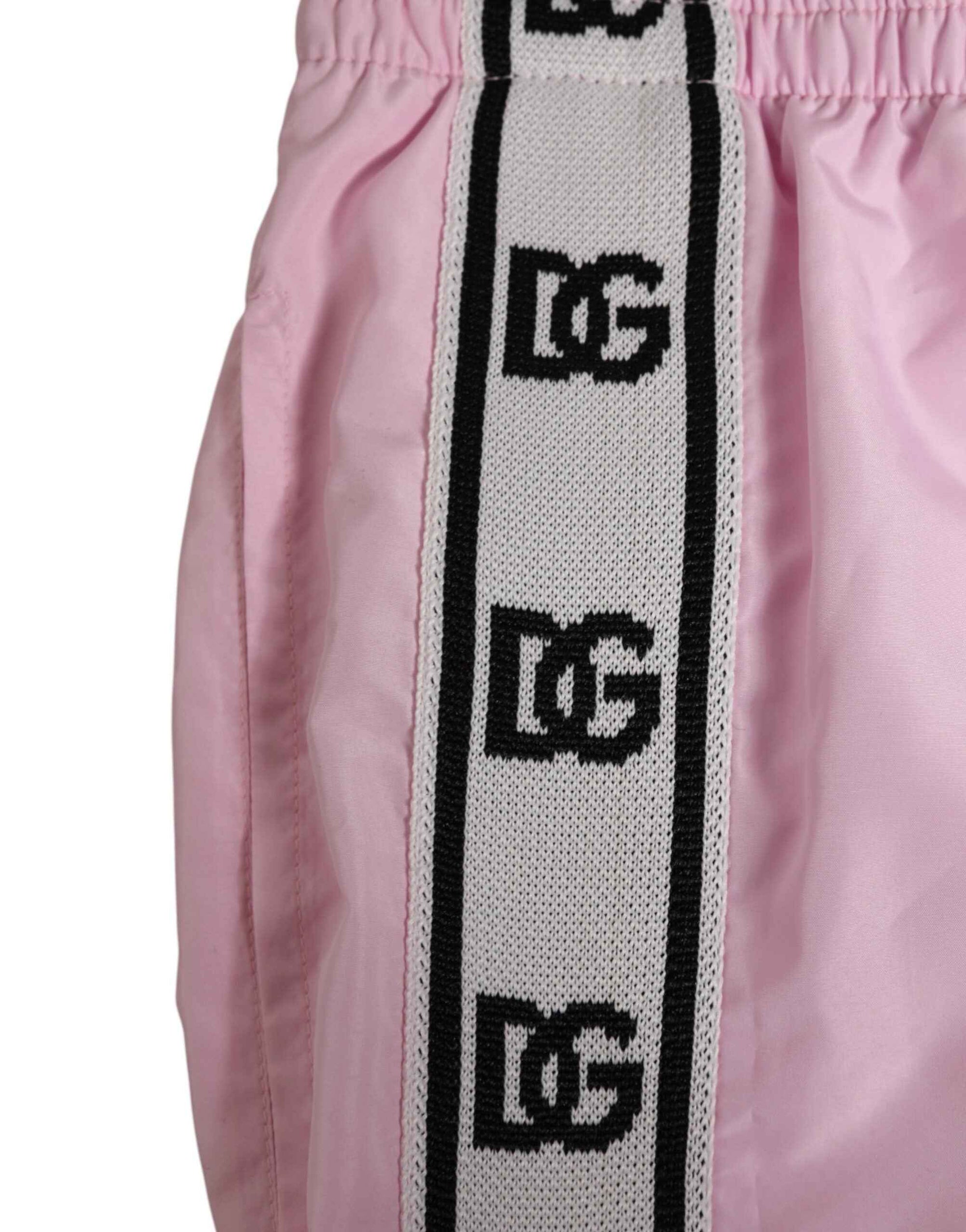 Dolce & Gabbana Pink Nylon Logo Side Stripe Beachwear Men Swimwear