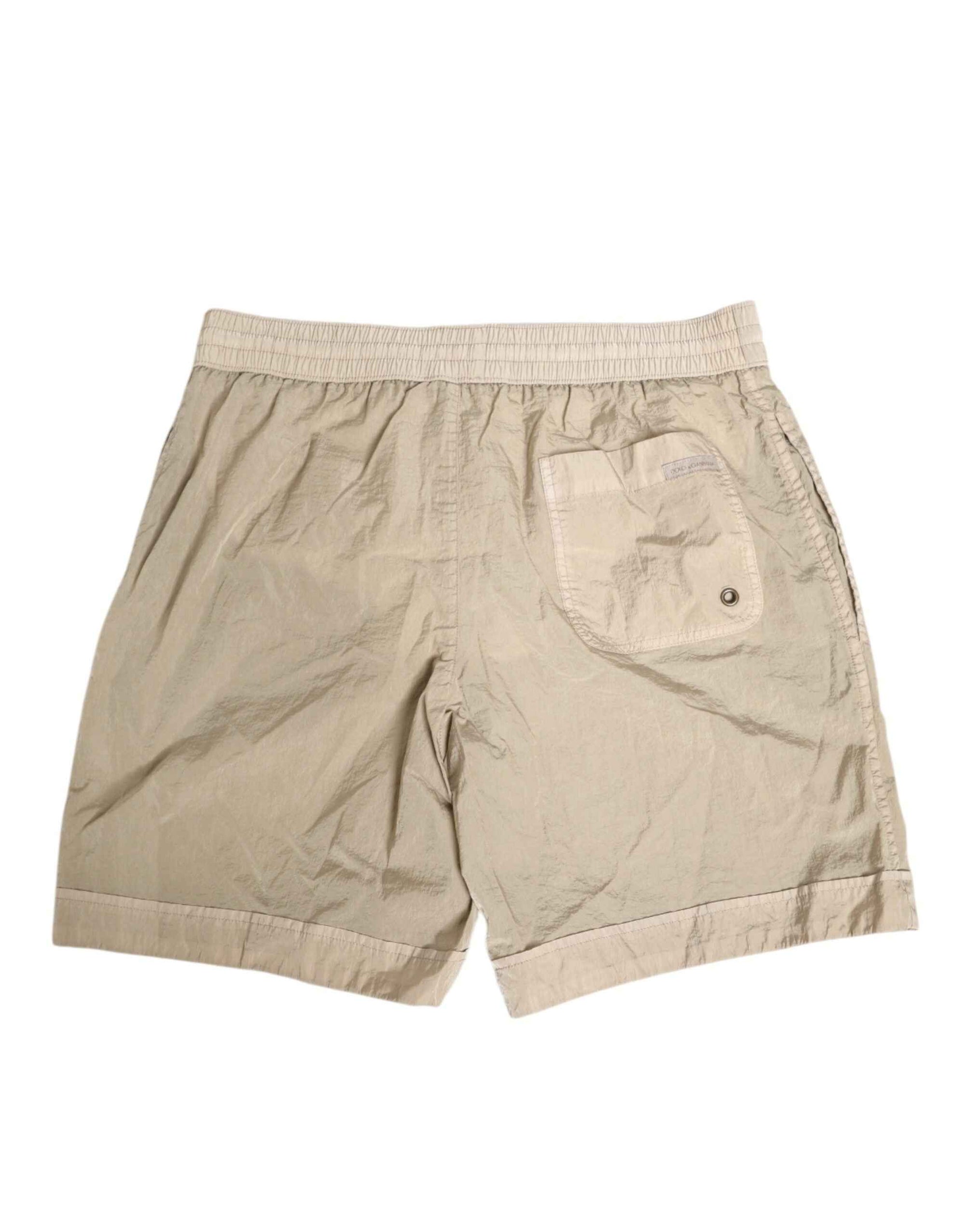 Dolce & Gabbana Beige Nylon Beachwear Men Boxer Short Swimwear