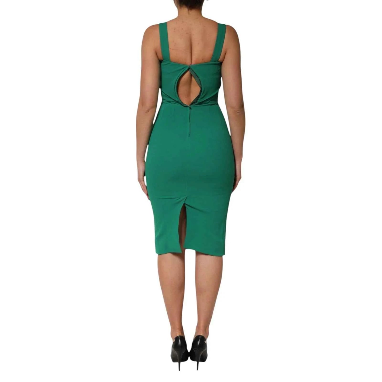 Dolce & Gabbana Dark Green Sleeveless Rayon Bodycon Dress