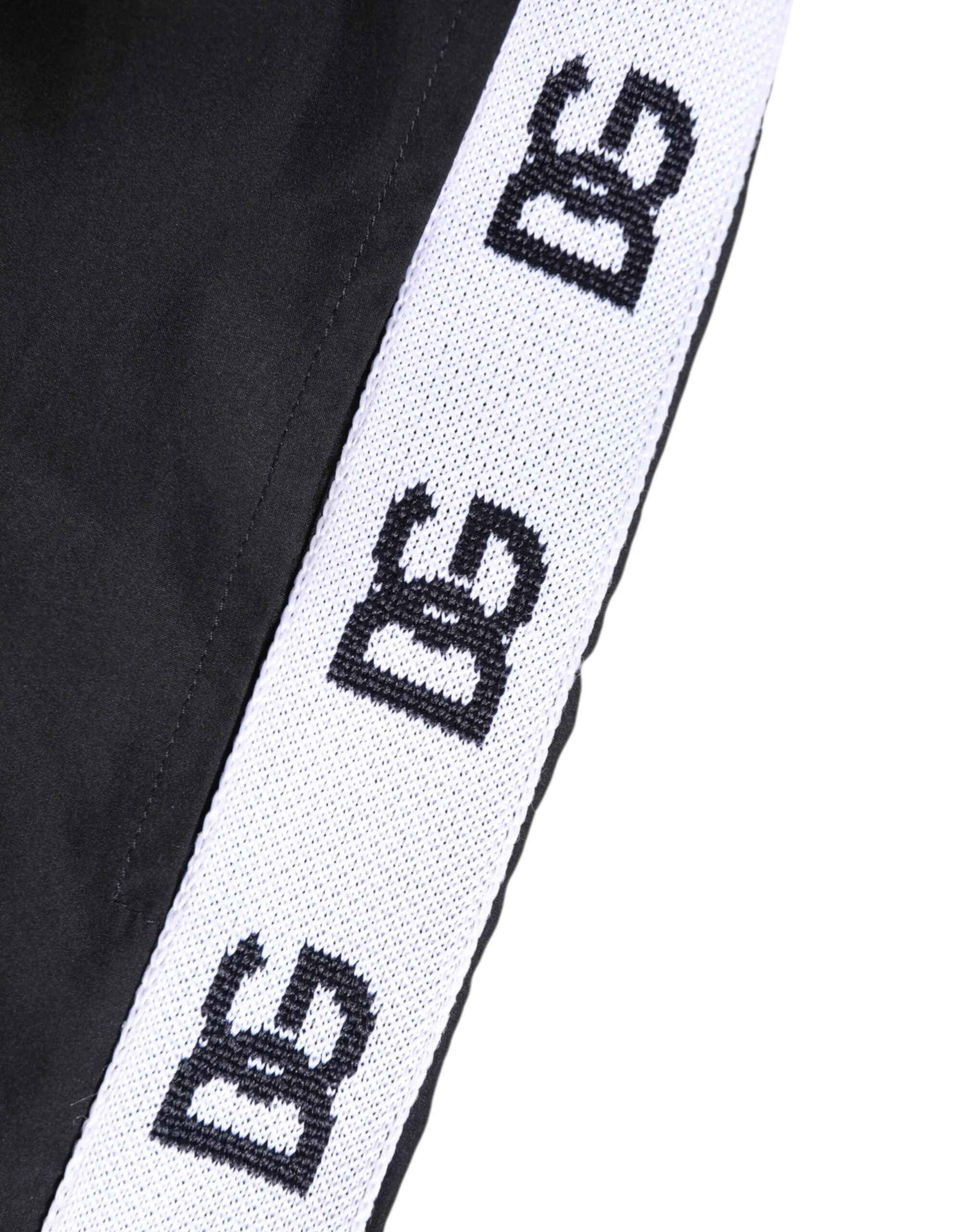 Dolce & Gabbana Black Nylon Side Logo Tape Shorts Swimwear