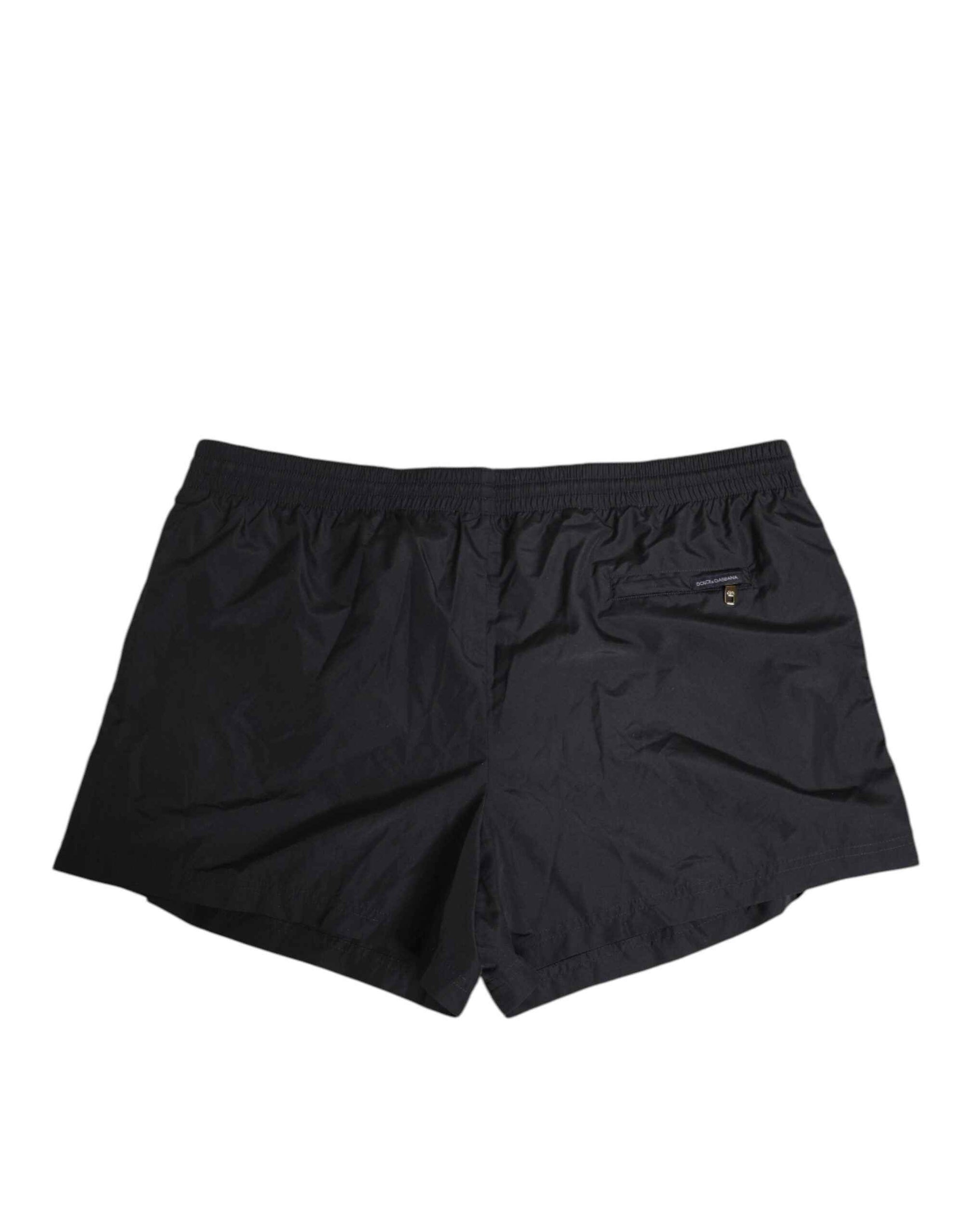 Dolce & Gabbana Black Nylon Side Logo Tape Shorts Swimwear