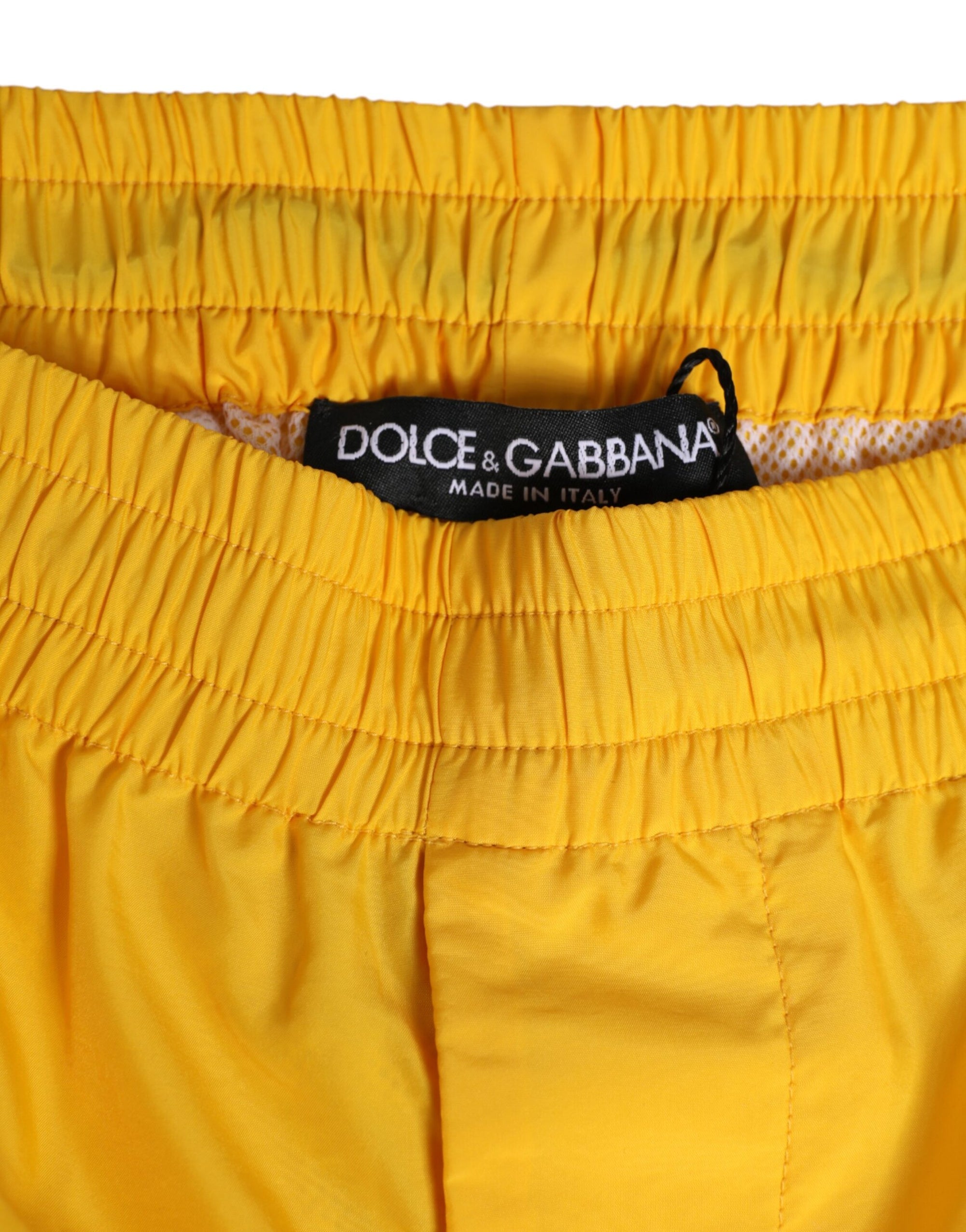 Dolce & Gabbana Yellow Nylon Logo Plaque Boxer Shorts Swimwear