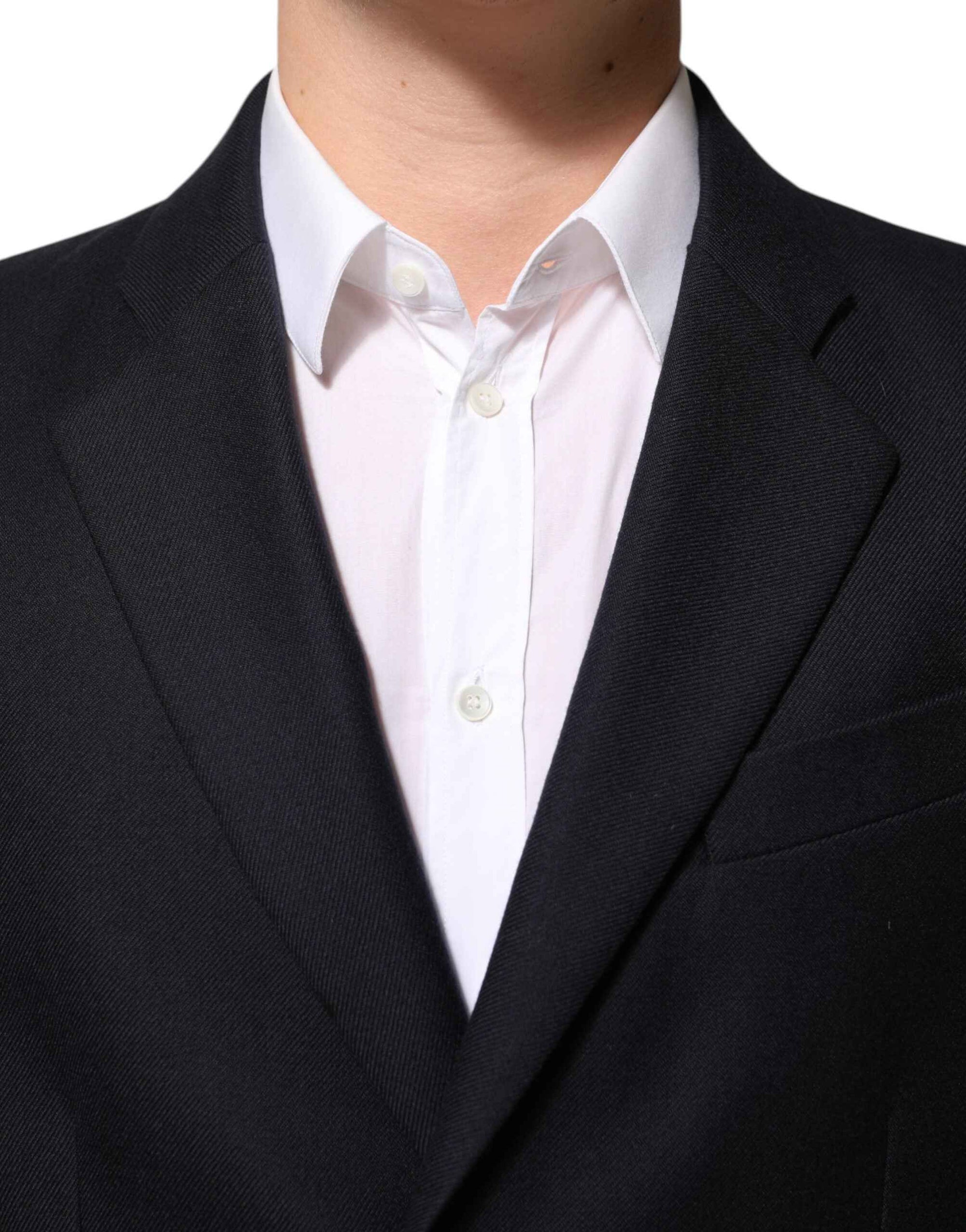 Dolce & Gabbana Dark Blue Wool Men Jacket Coat Blazer Suit