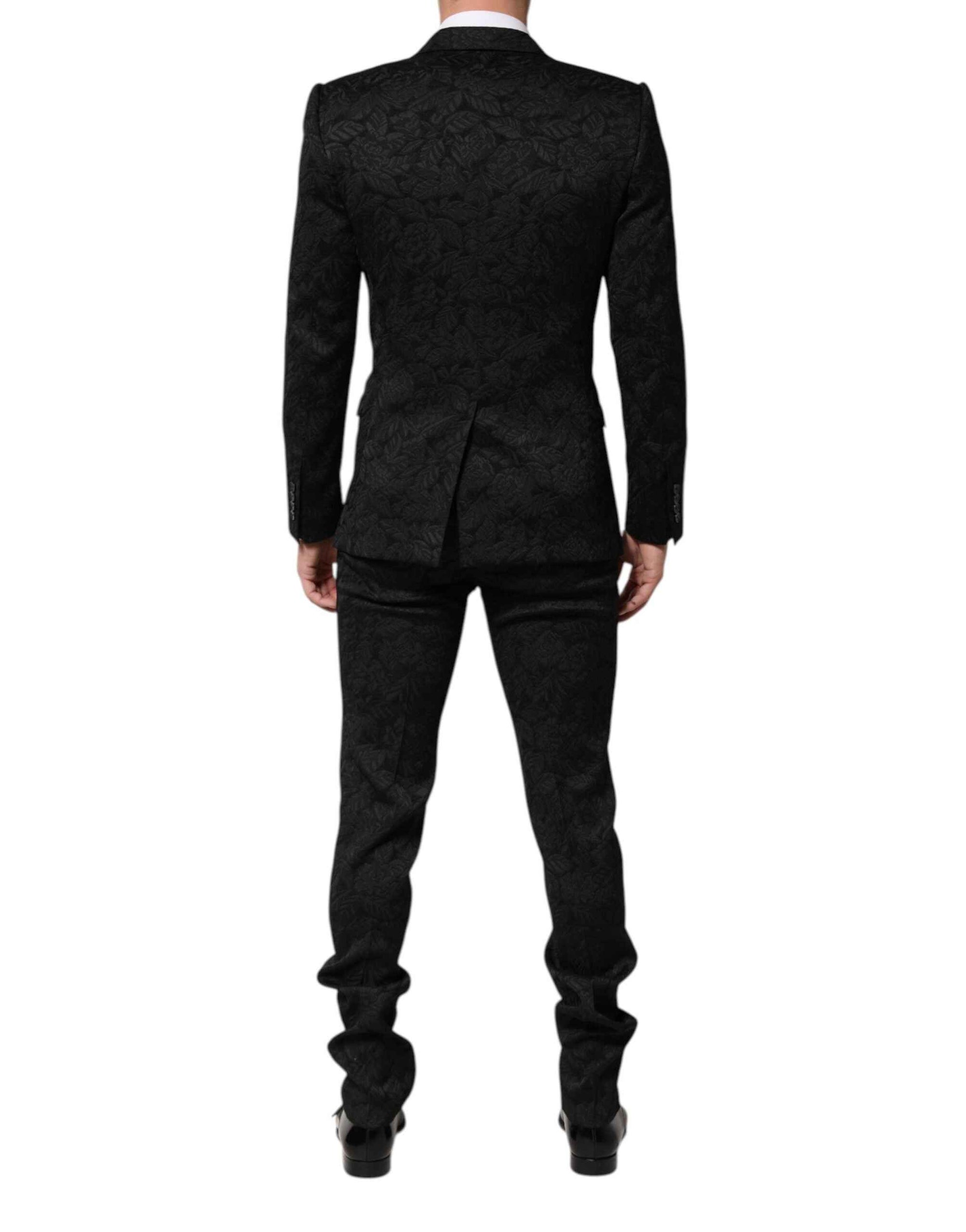 Dolce & Gabbana Black 3 Piece Brocade Jacquard Suit MARTINI