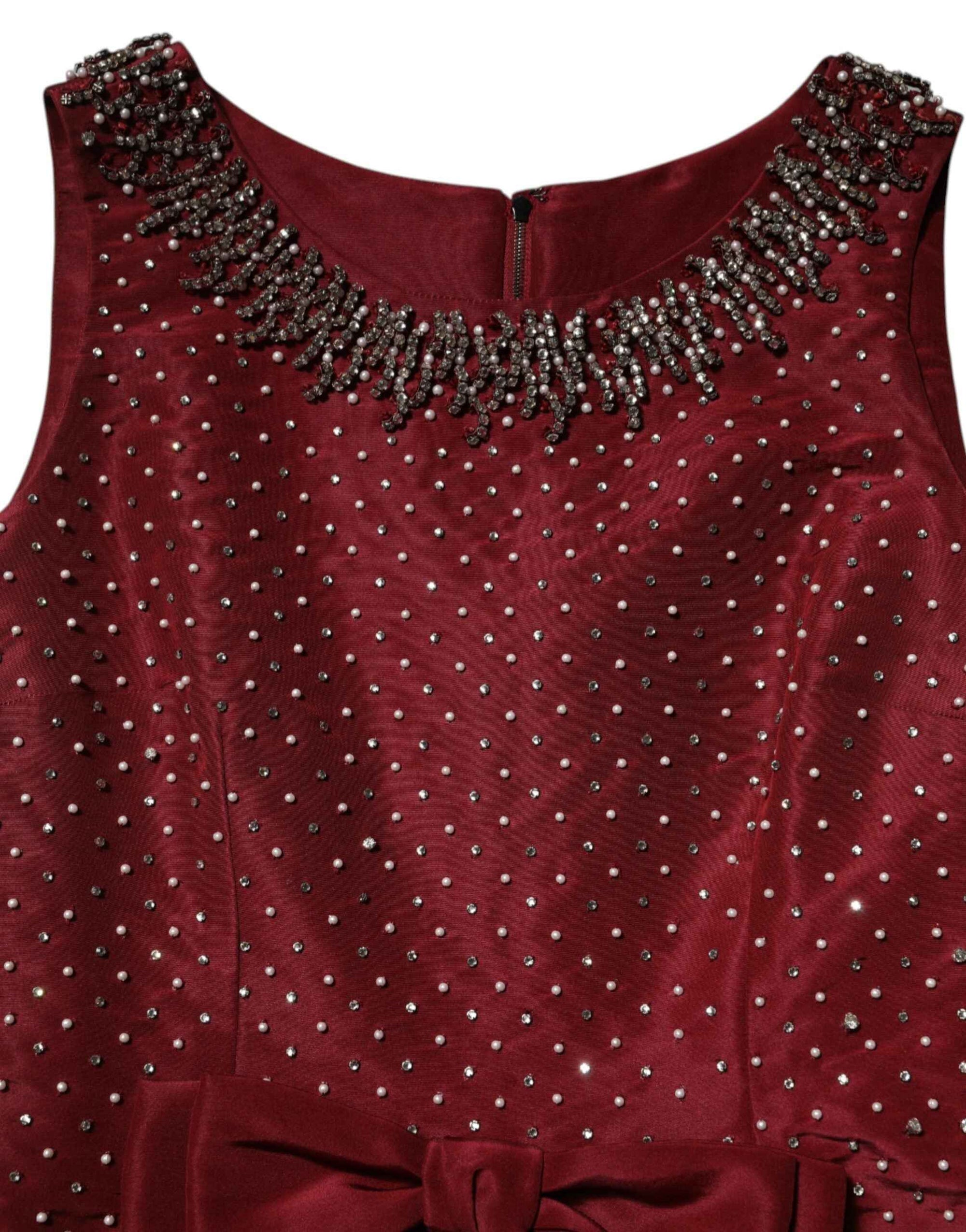 Dolce & Gabbana Burgundy Silk Beaded Evening Gown Dress