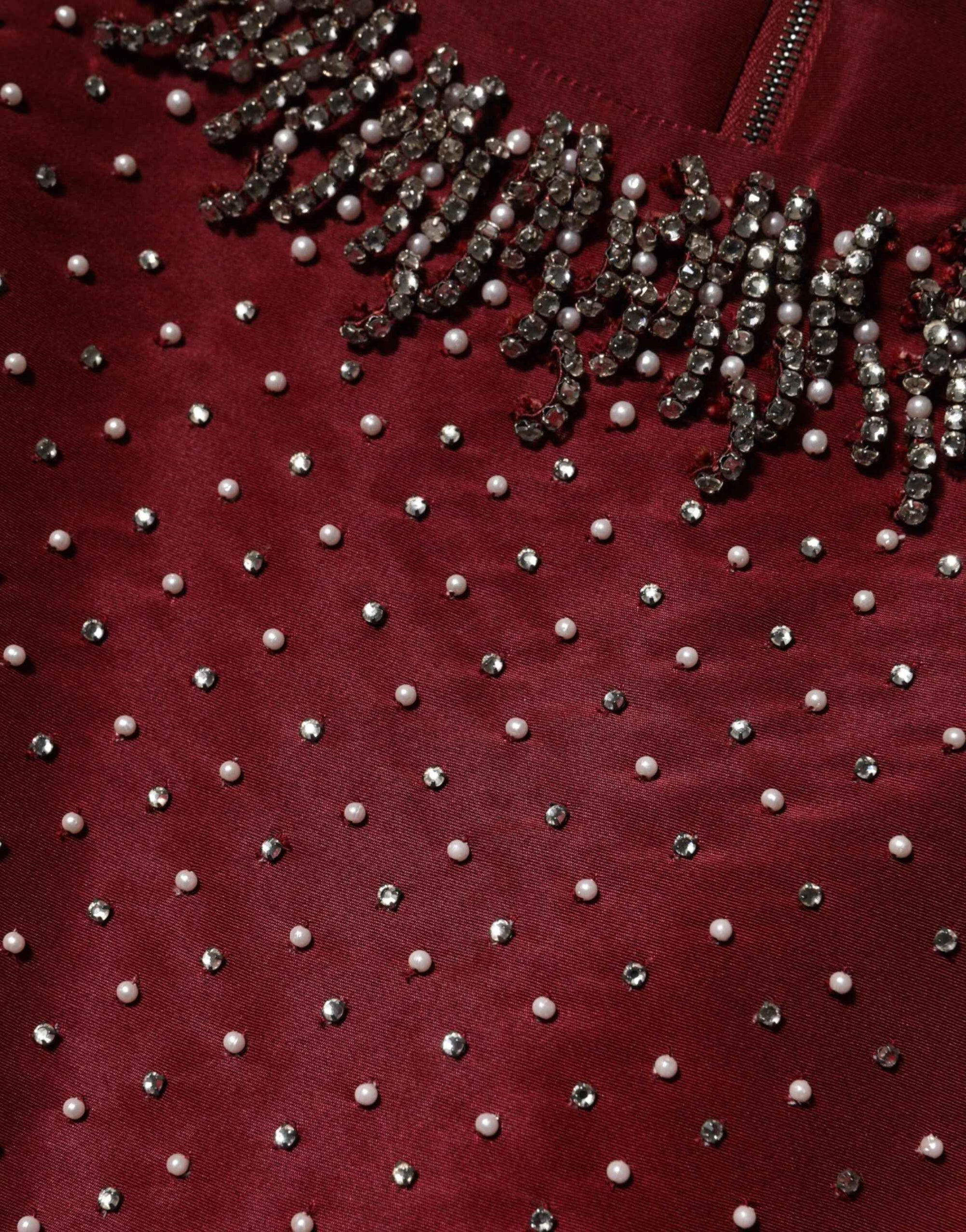 Dolce & Gabbana Burgundy Silk Beaded Evening Gown Dress