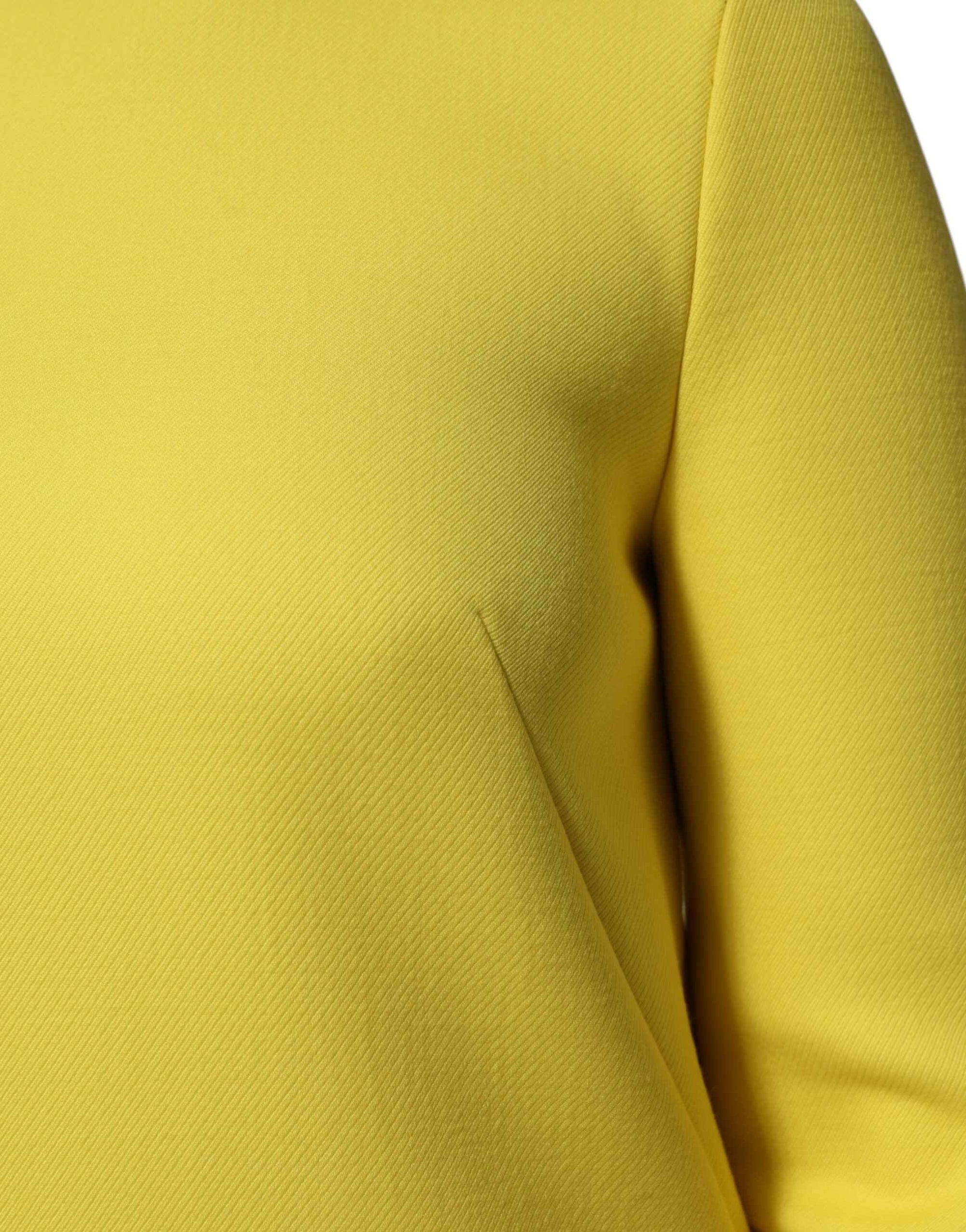 Dolce & Gabbana Yellow Viscose Acetate Mini Long Sleeve Dress