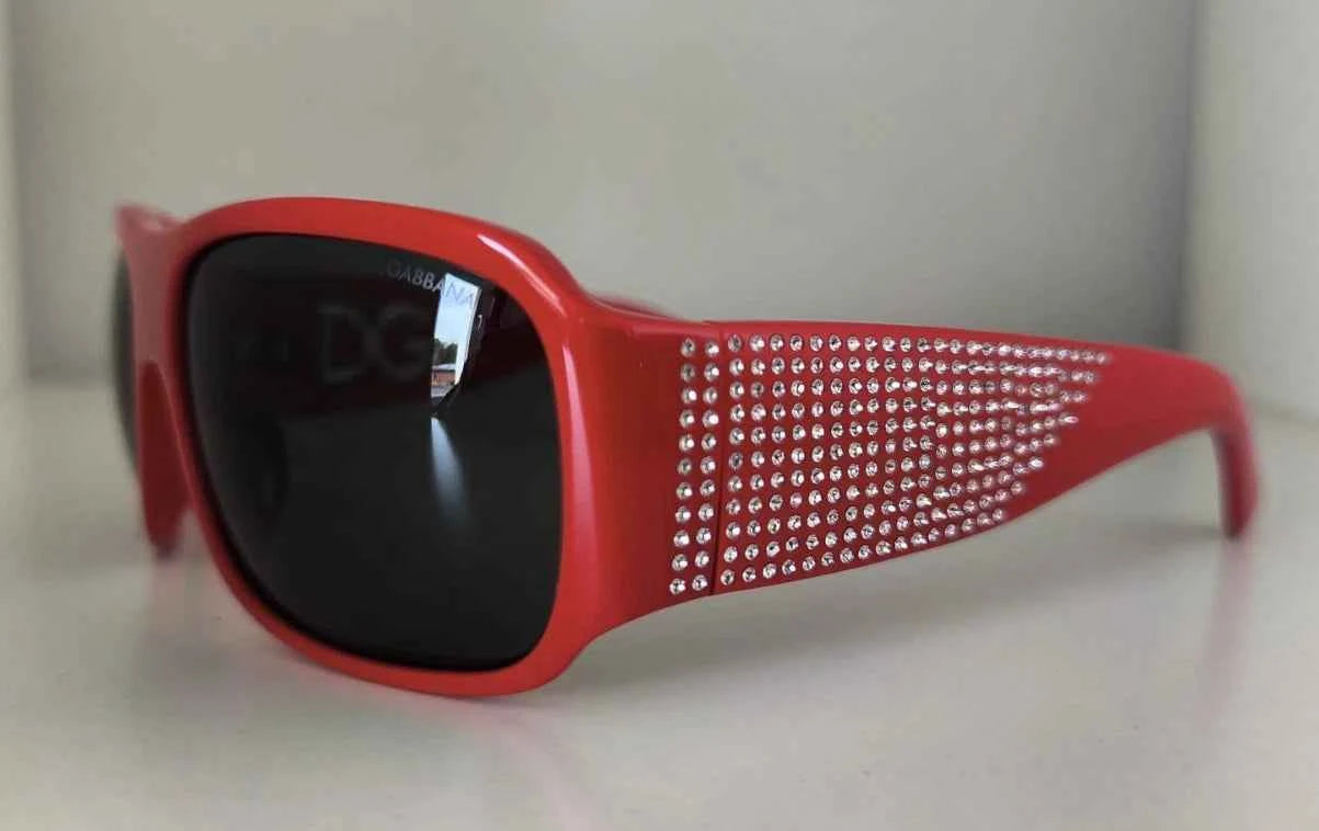 Dolce & Gabbana DG4027 Red Crystal Black Lens Shades Sunglasses