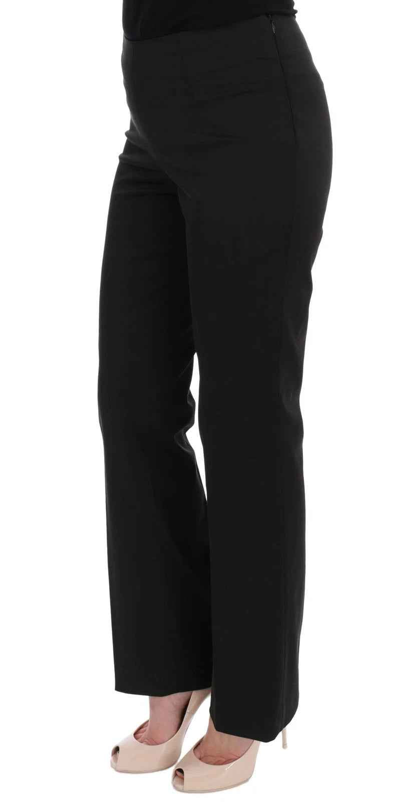 BENCIVENGA Black Stretch Straight Fit Dress Trousers Pants