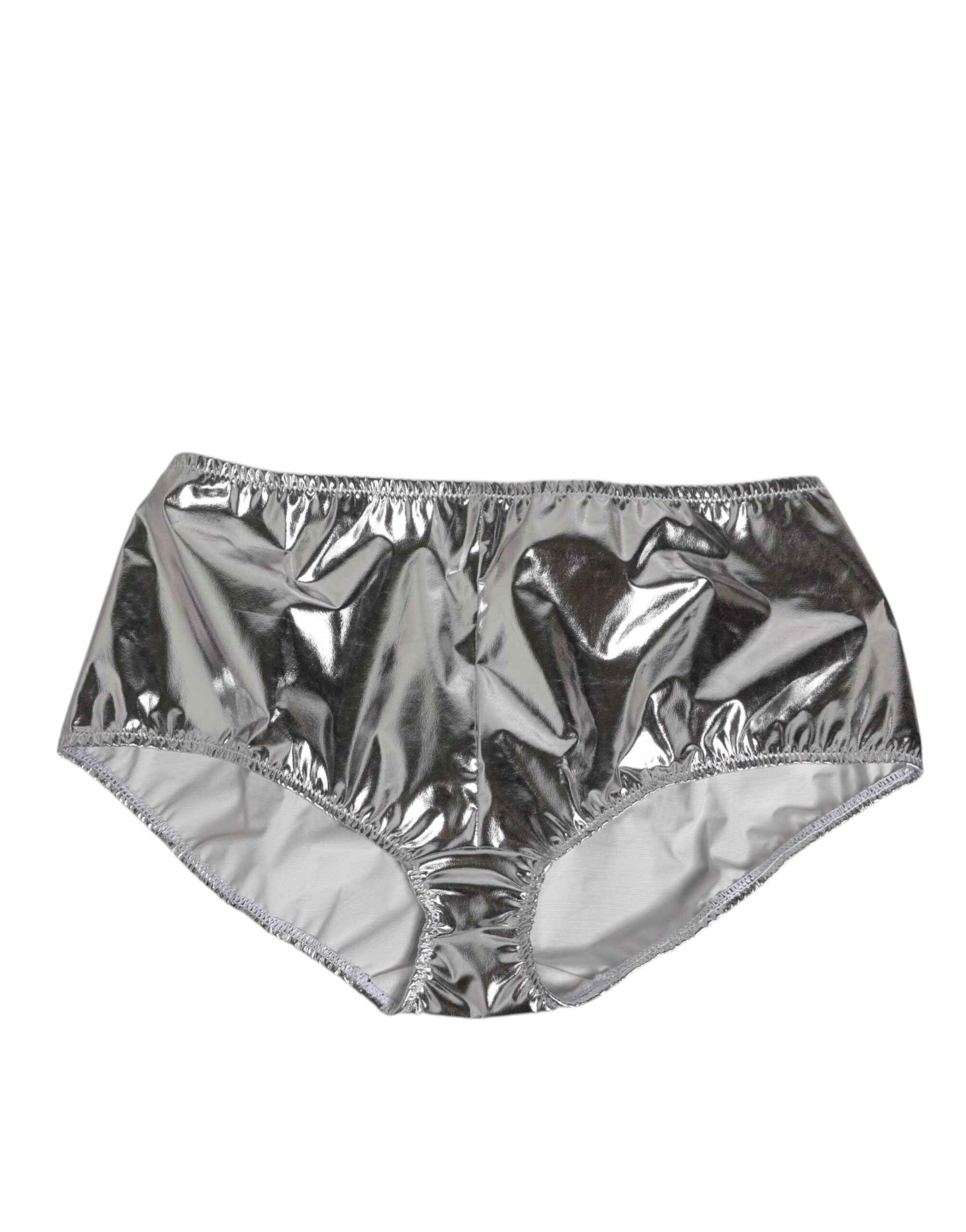 Dolce & Gabbana Silver Metallic High Waist Bikini Bottom Women  Underwear