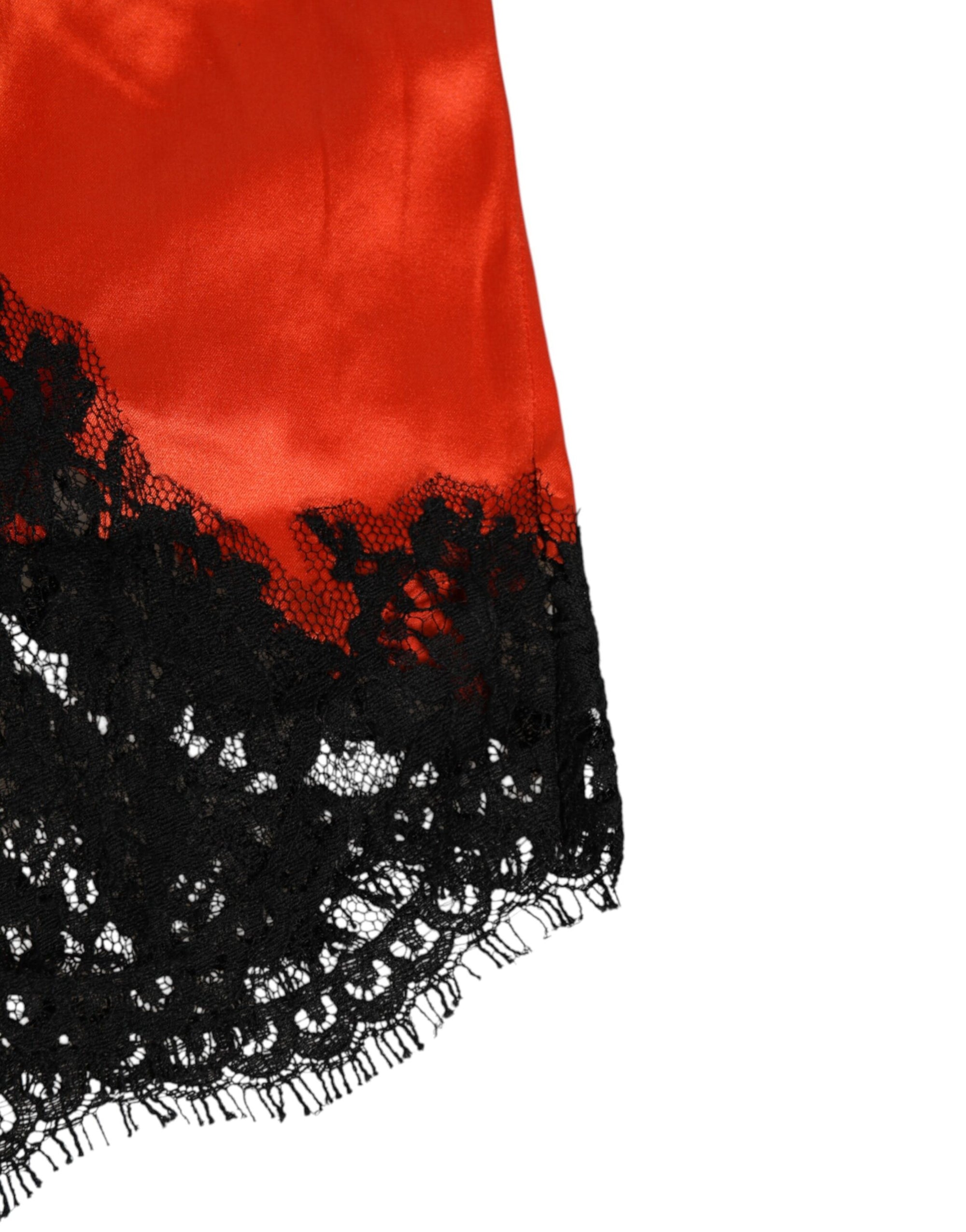 Dolce & Gabbana Red Silk Satin Lace Shorts Underwear