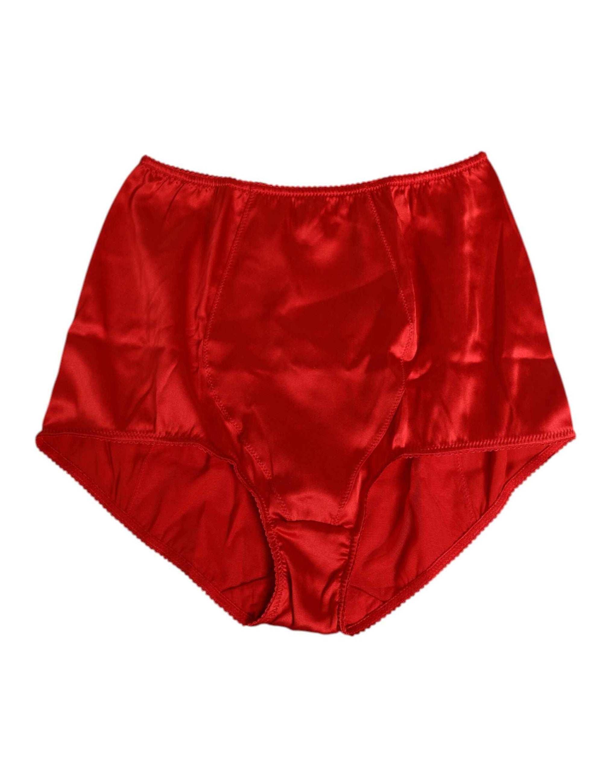 Dolce & Gabbana Red Silk Satin High-Waist Briefs Women Underwear