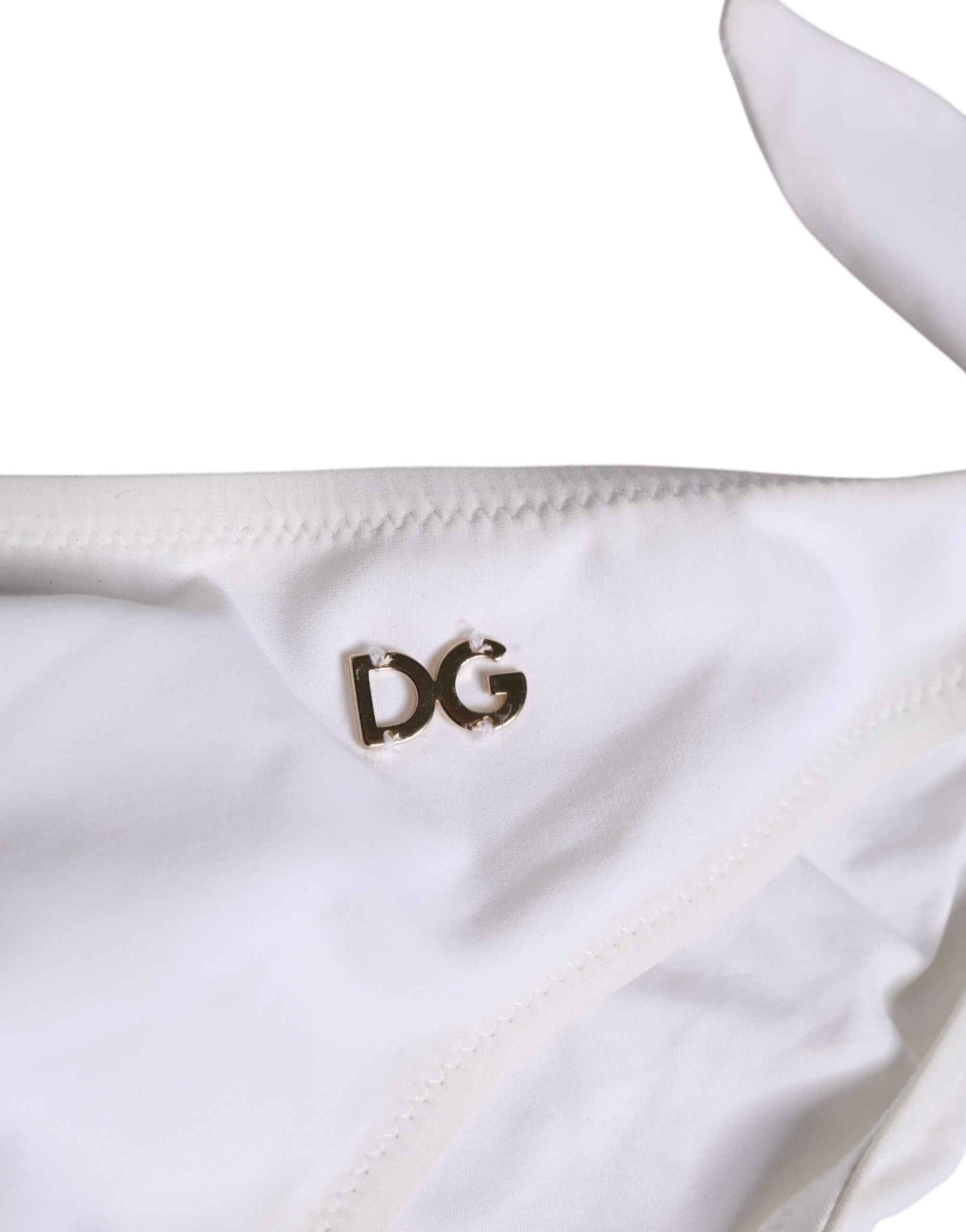 Dolce & Gabbana White Side Tie Logo Bikini Bottom Underwear