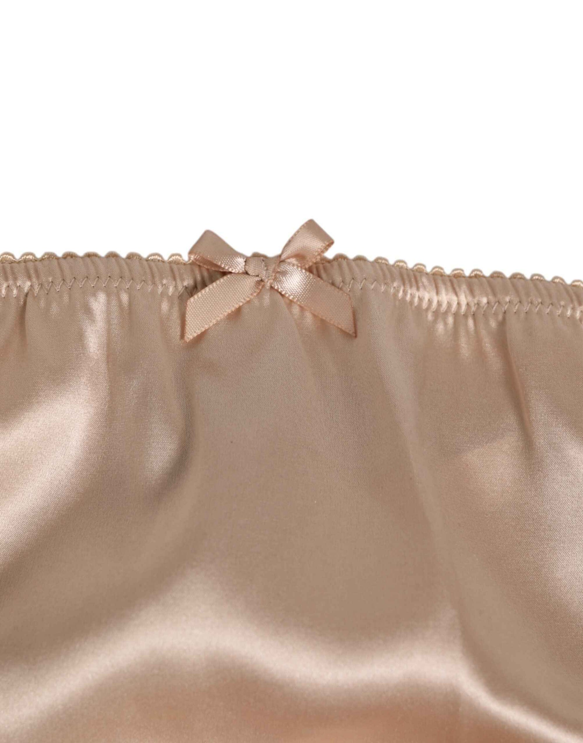 Dolce & Gabbana Rosy Beige Silk Satin Lace Trim Panty Underwear