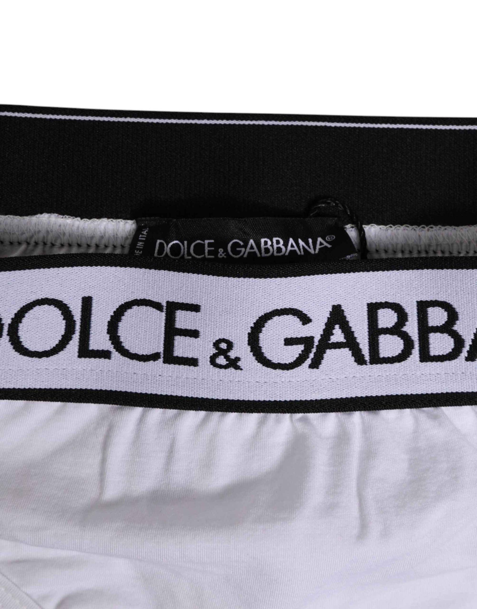 Dolce & Gabbana White Logo Waistband Modal Cotton Thong  Underwear