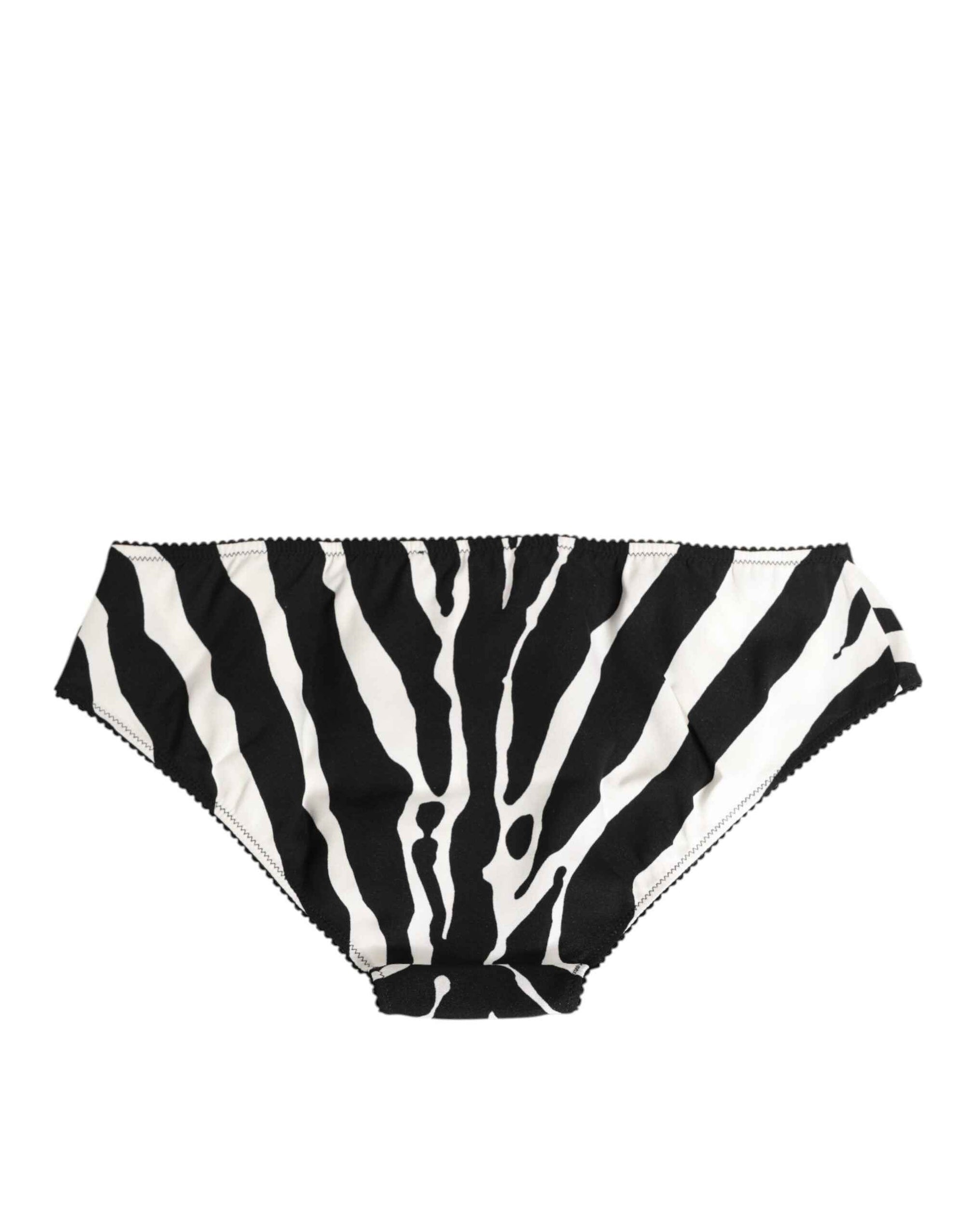 Dolce & Gabbana Black White Zebra Print Slip Briefs Underwear