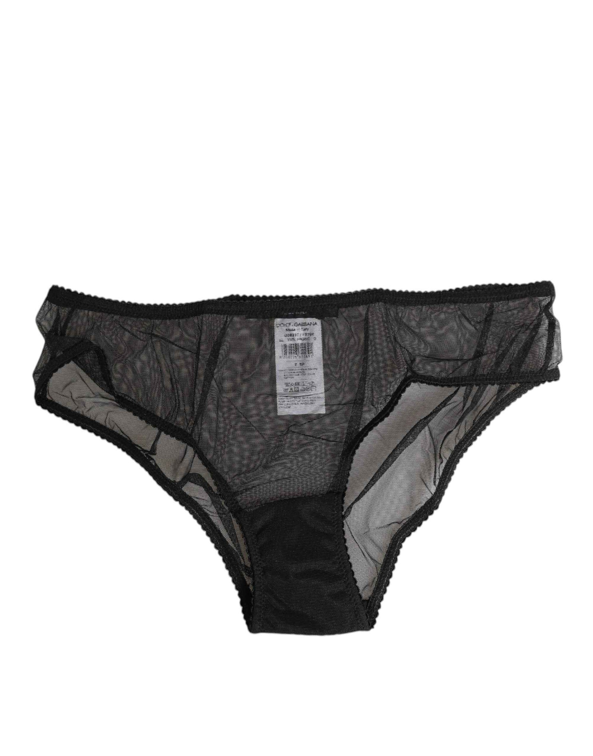 Dolce & Gabbana Black Sheer Mesh Lace Bikini Briefs Underwear
