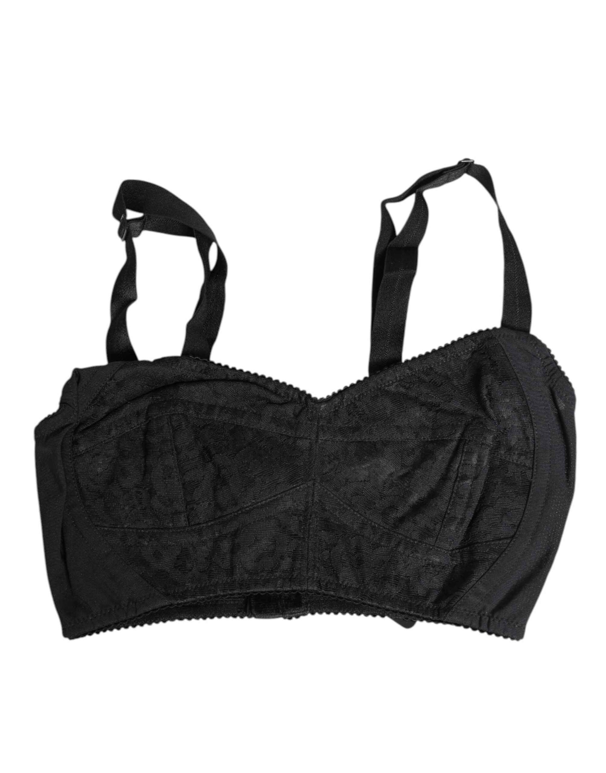 Dolce & Gabbana Black Stretch Nylon Bustier Bra Underwear