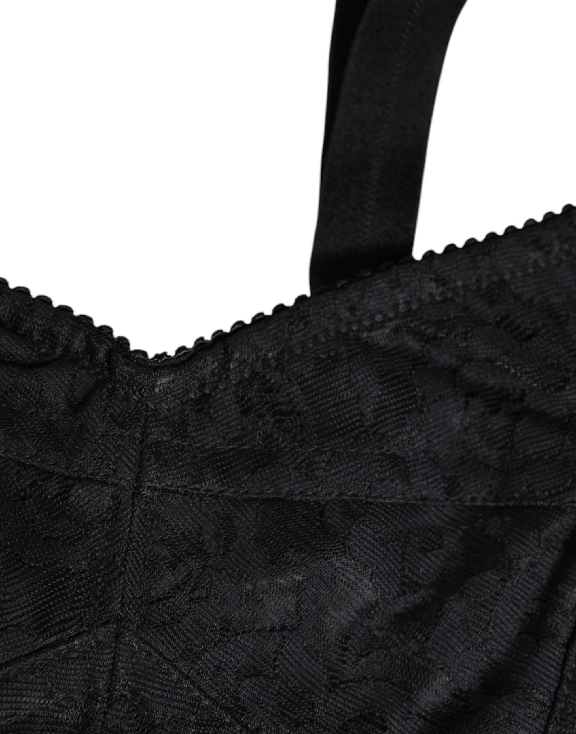 Dolce & Gabbana Black Stretch Nylon Bustier Bra Underwear