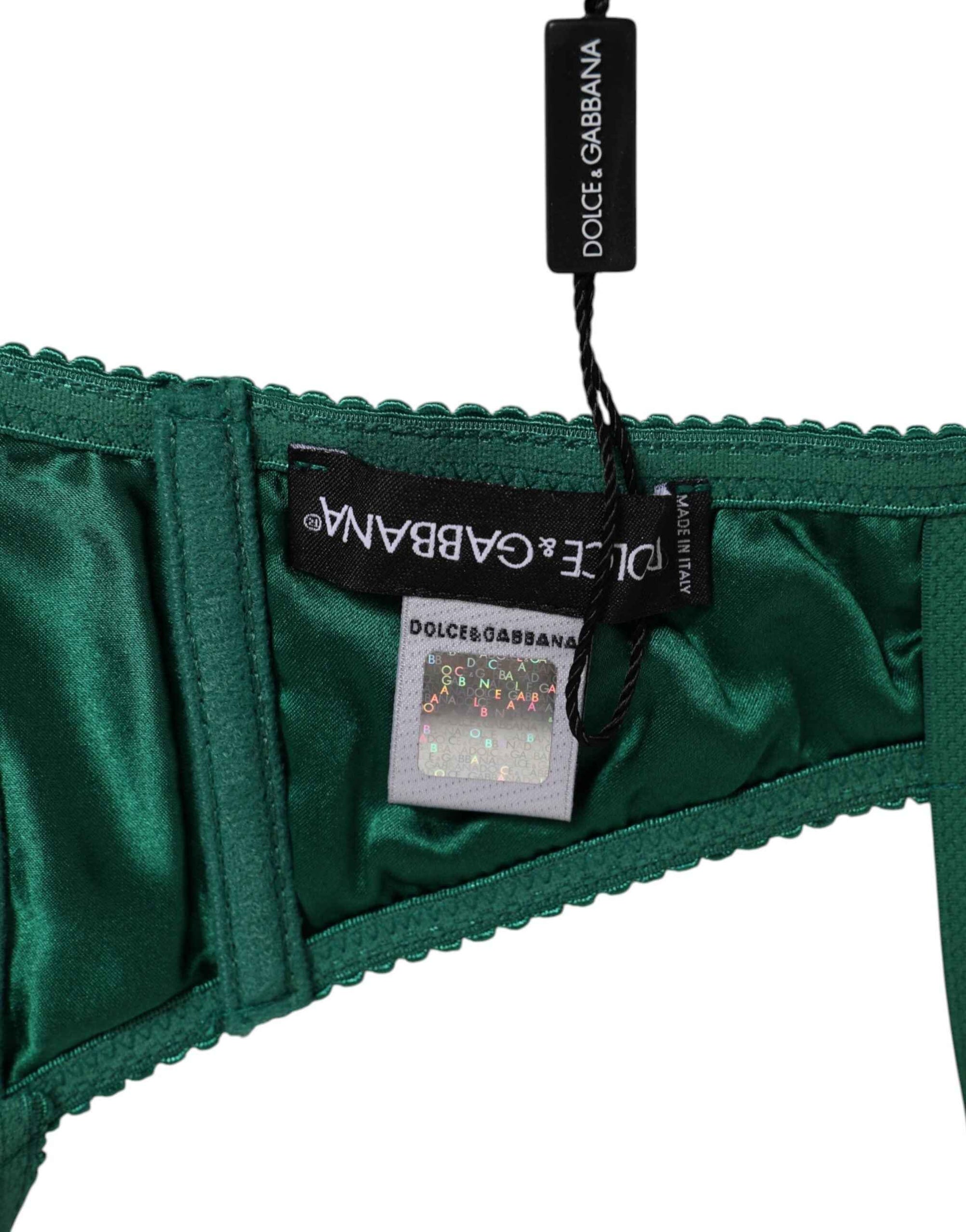 Dolce & Gabbana Green Satin Semi-Padded Underwire Musk Underwear