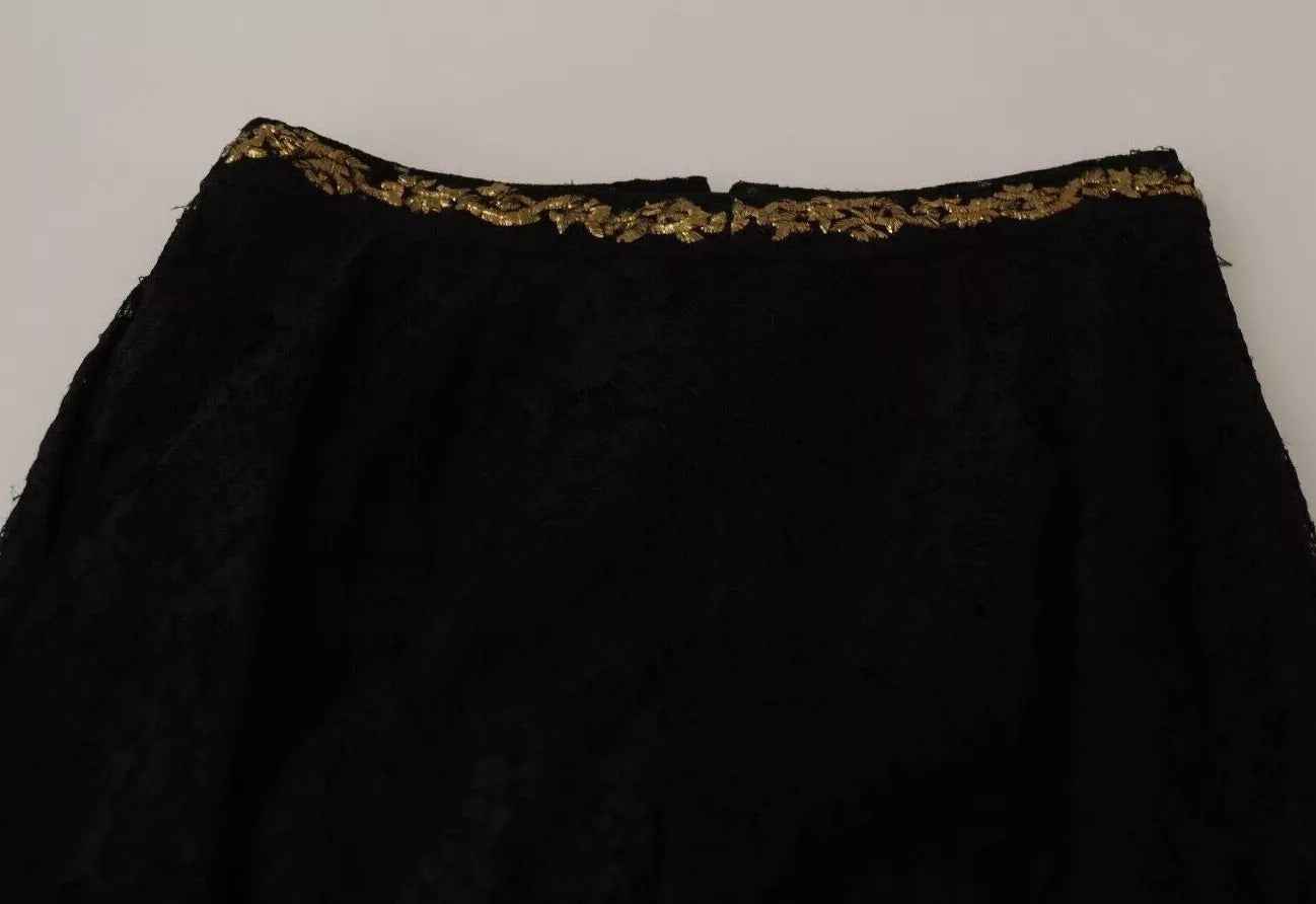 Dolce & Gabbana Black Lace Gold Baroque SPECIAL PIECE Shorts