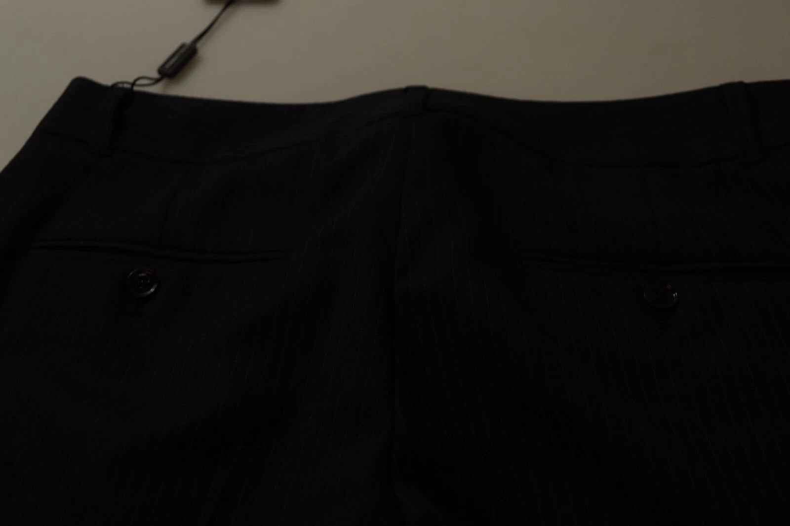 Dolce & Gabbana Black Stripes Mid Waist Trouser Pants