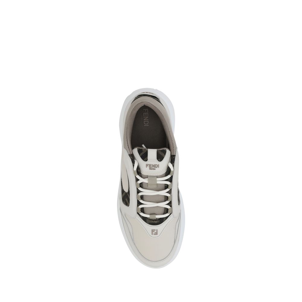 Fendi White Calf Leather Bos Taurus Low Top Sneakers