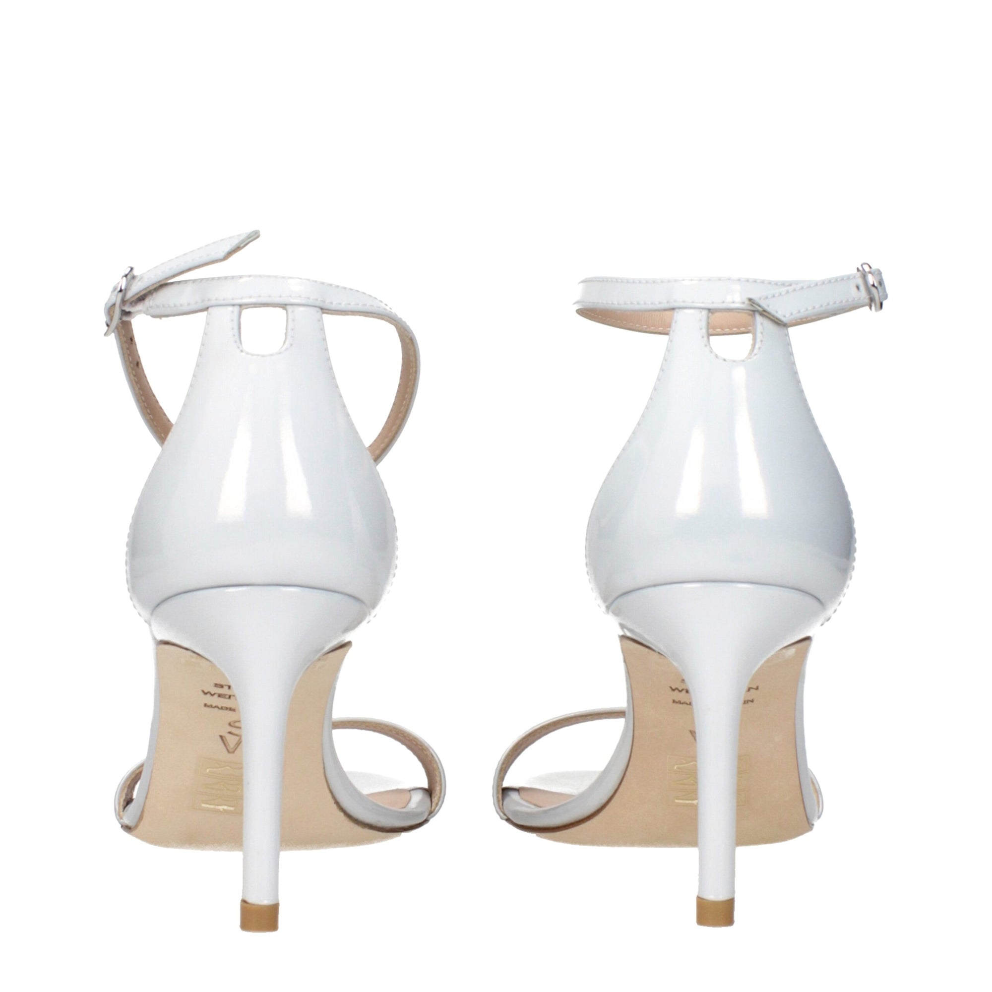 Stuart Weitzman White Leather Stiletto Heel Sandals