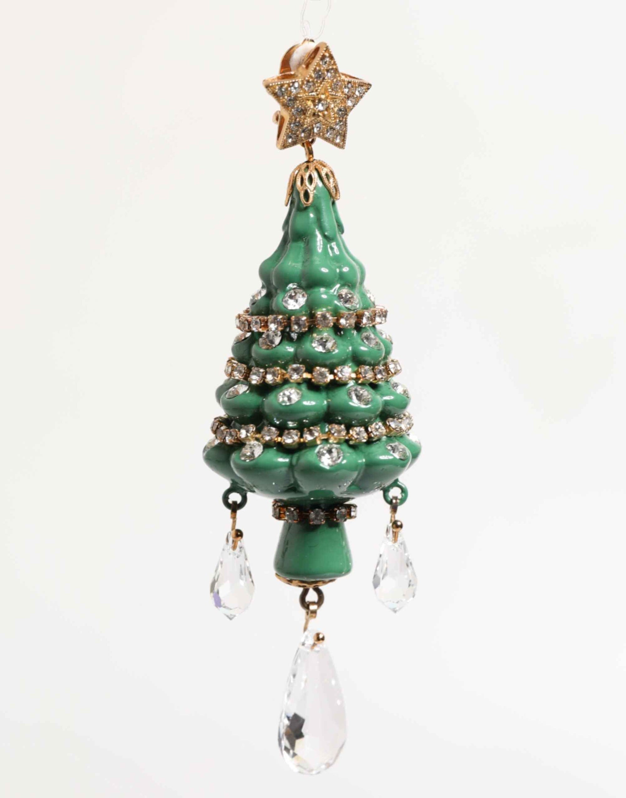 Dolce & Gabbana Gold Brass Multicolour Christmas Tree Earrings