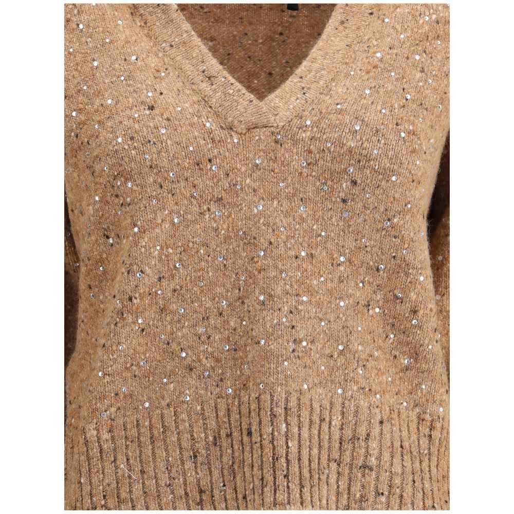 PINKO V-neck Sweater with rhinestones